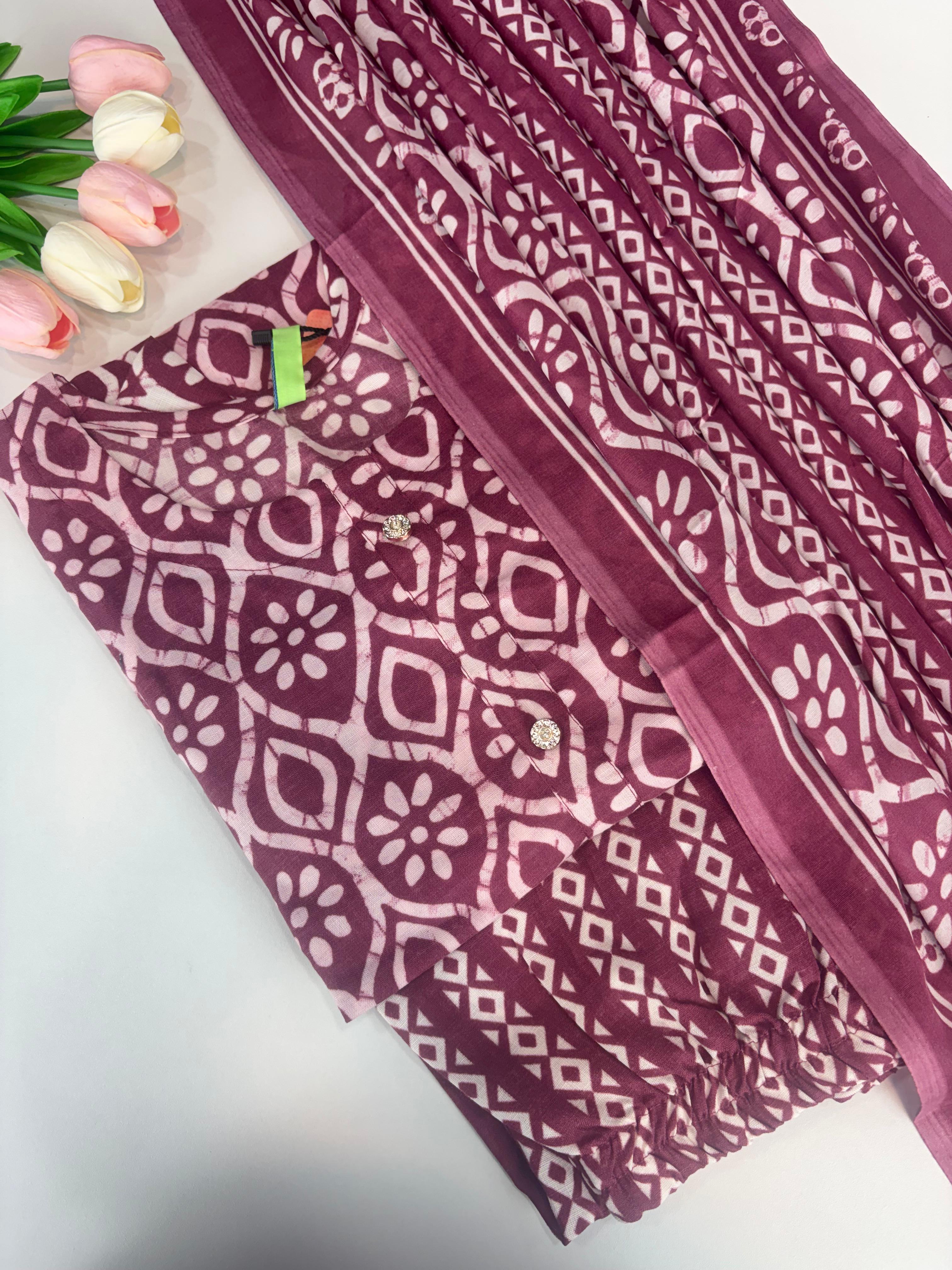 SS7736 Women’s Blended Cotton Salwar Set - Wine