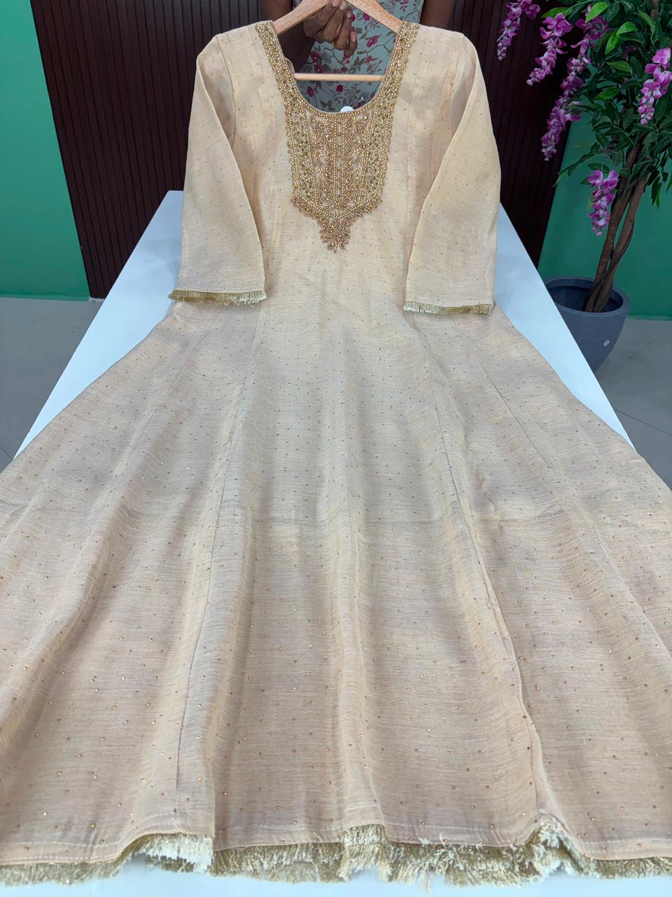 SS6755 Premium Tissue Silk Gown - Champagne gold
