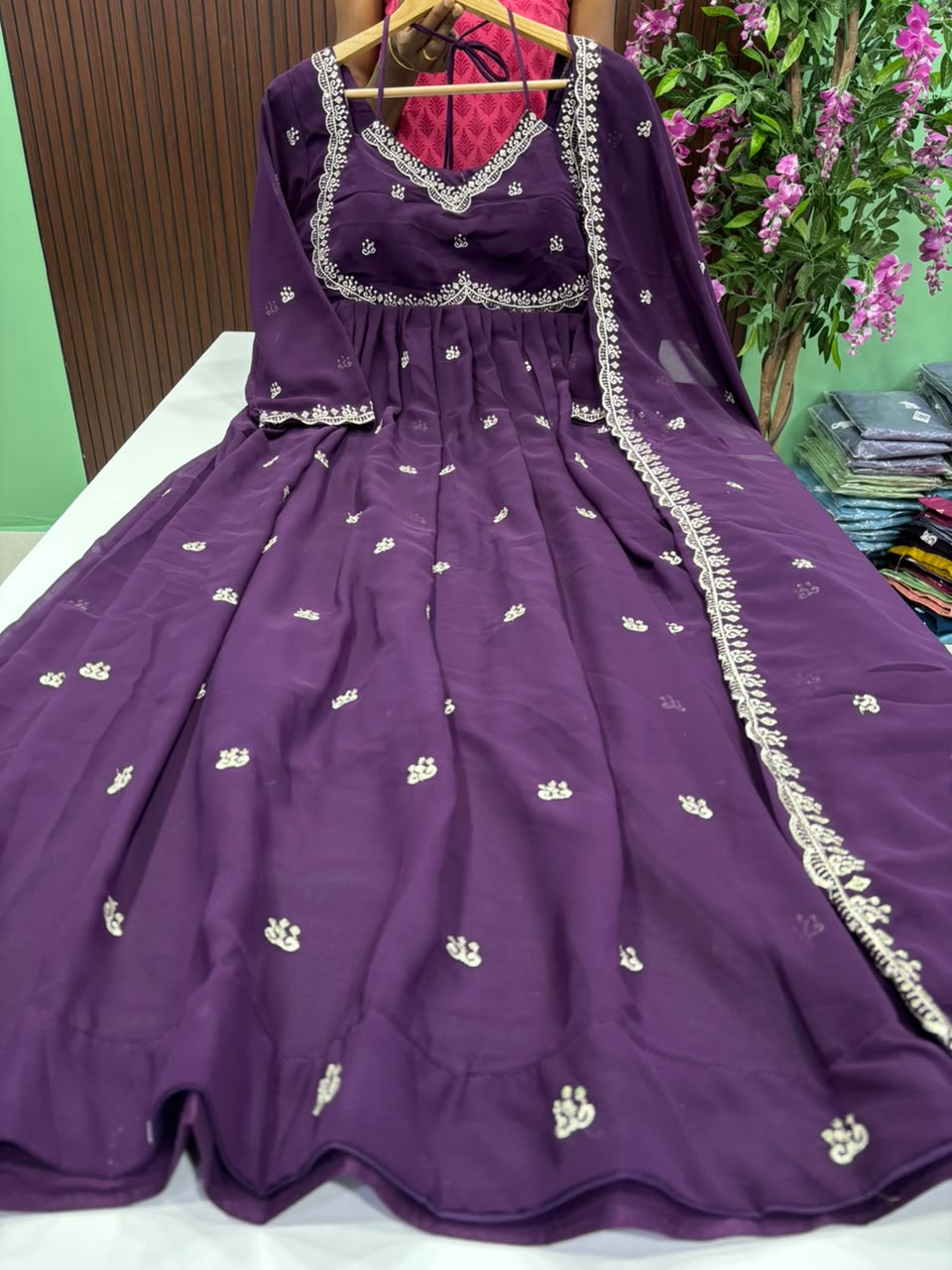 SS7070 Georgette Anarkali With Dupatta Set