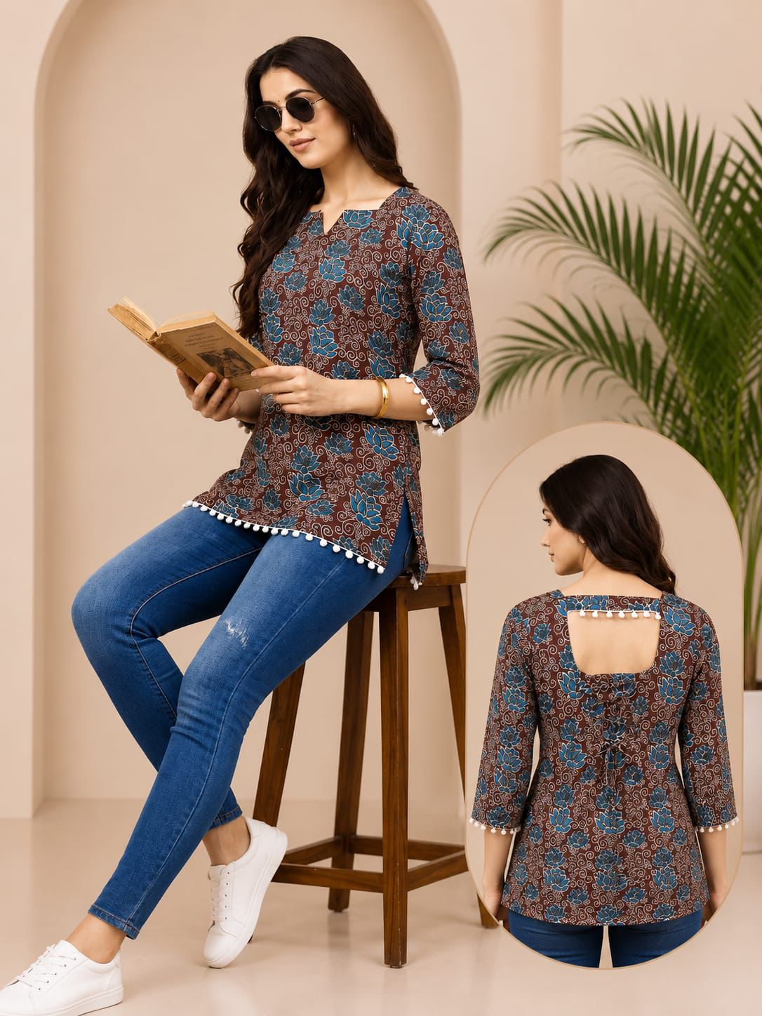 SS7426 Trendy Ethnic Cotton Short Kurti