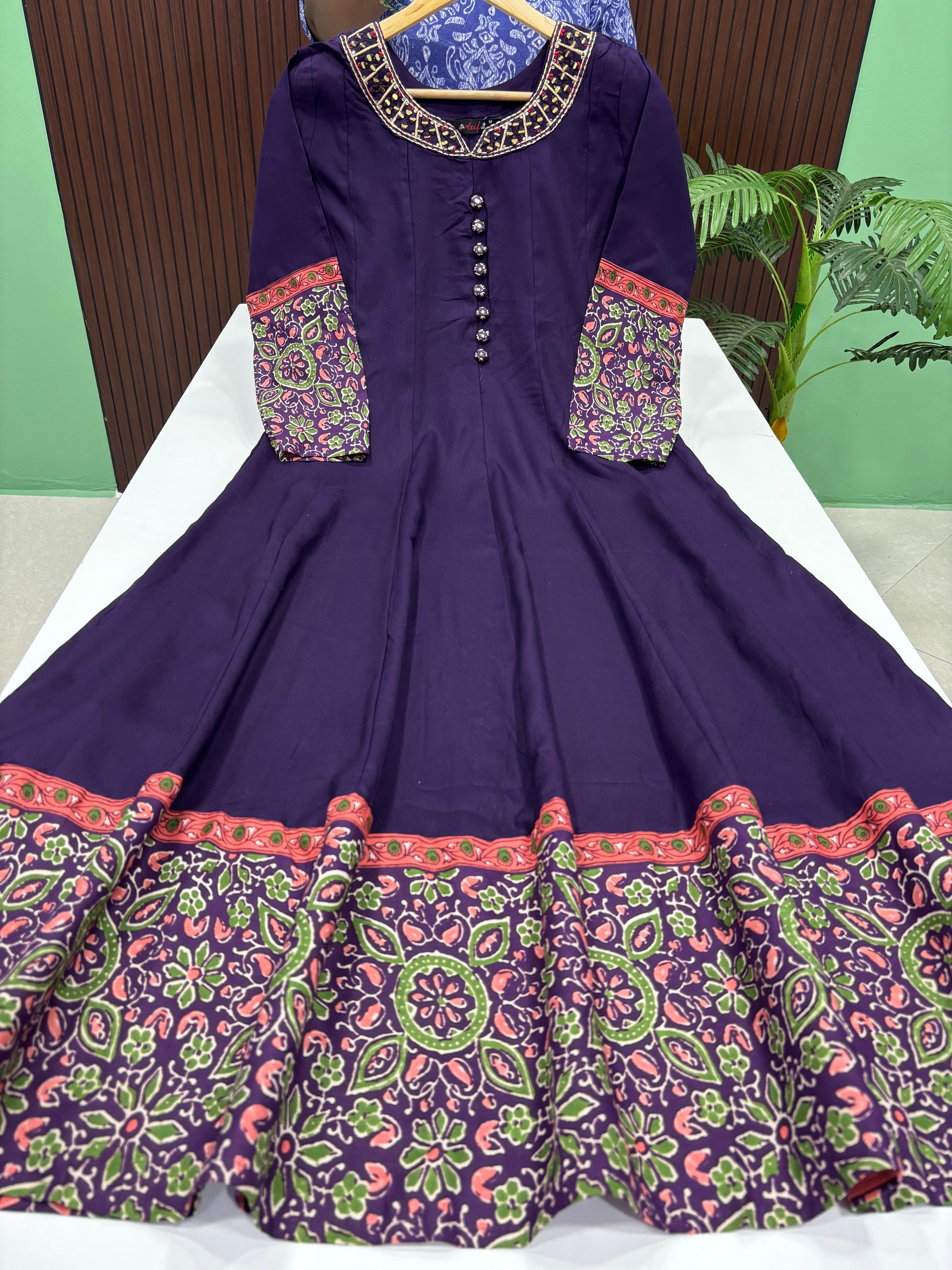 SS6543 Kalamkari Style Rayon Anarkali