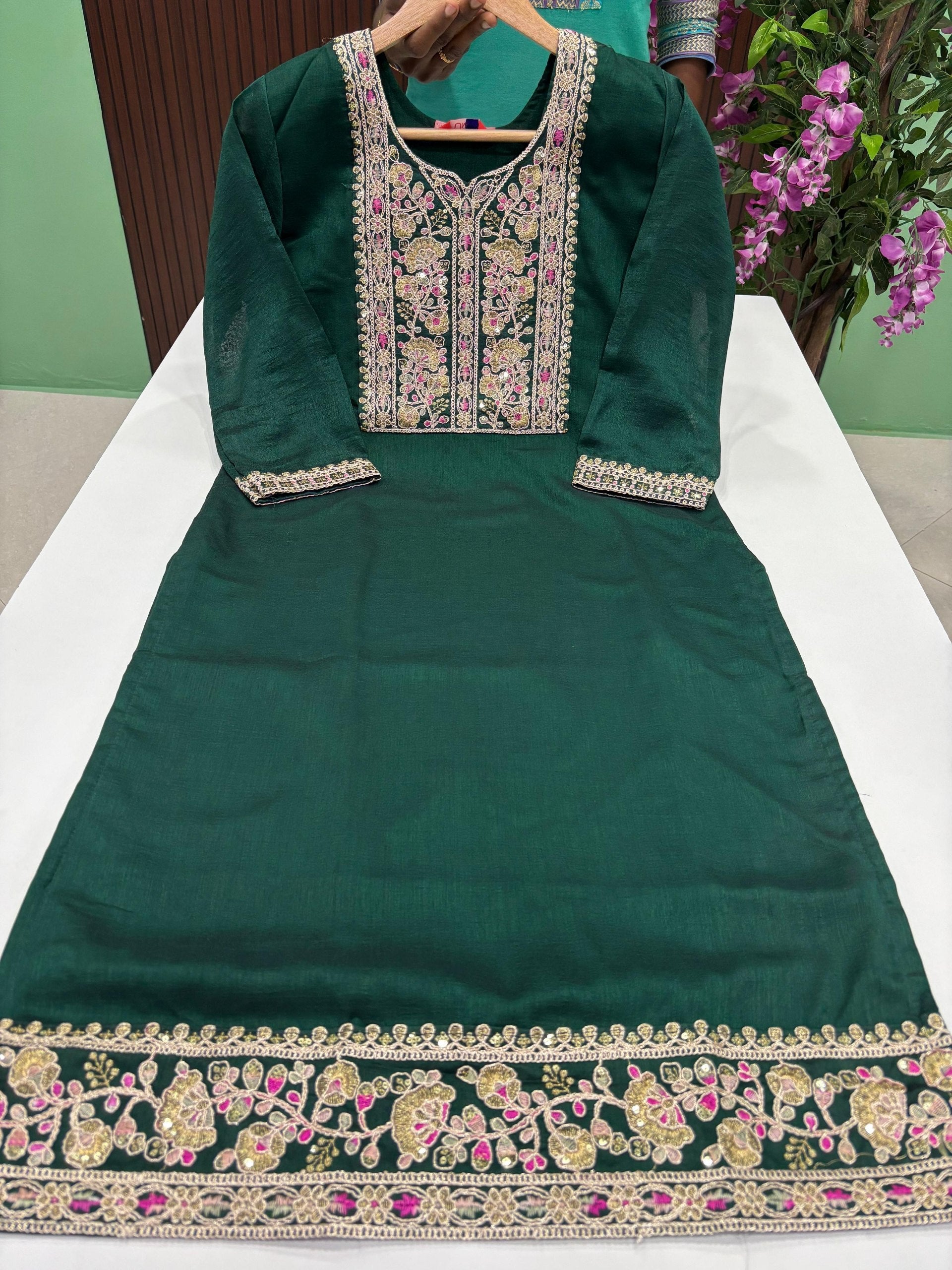 6243 Premium Vichitra Silk Kurti