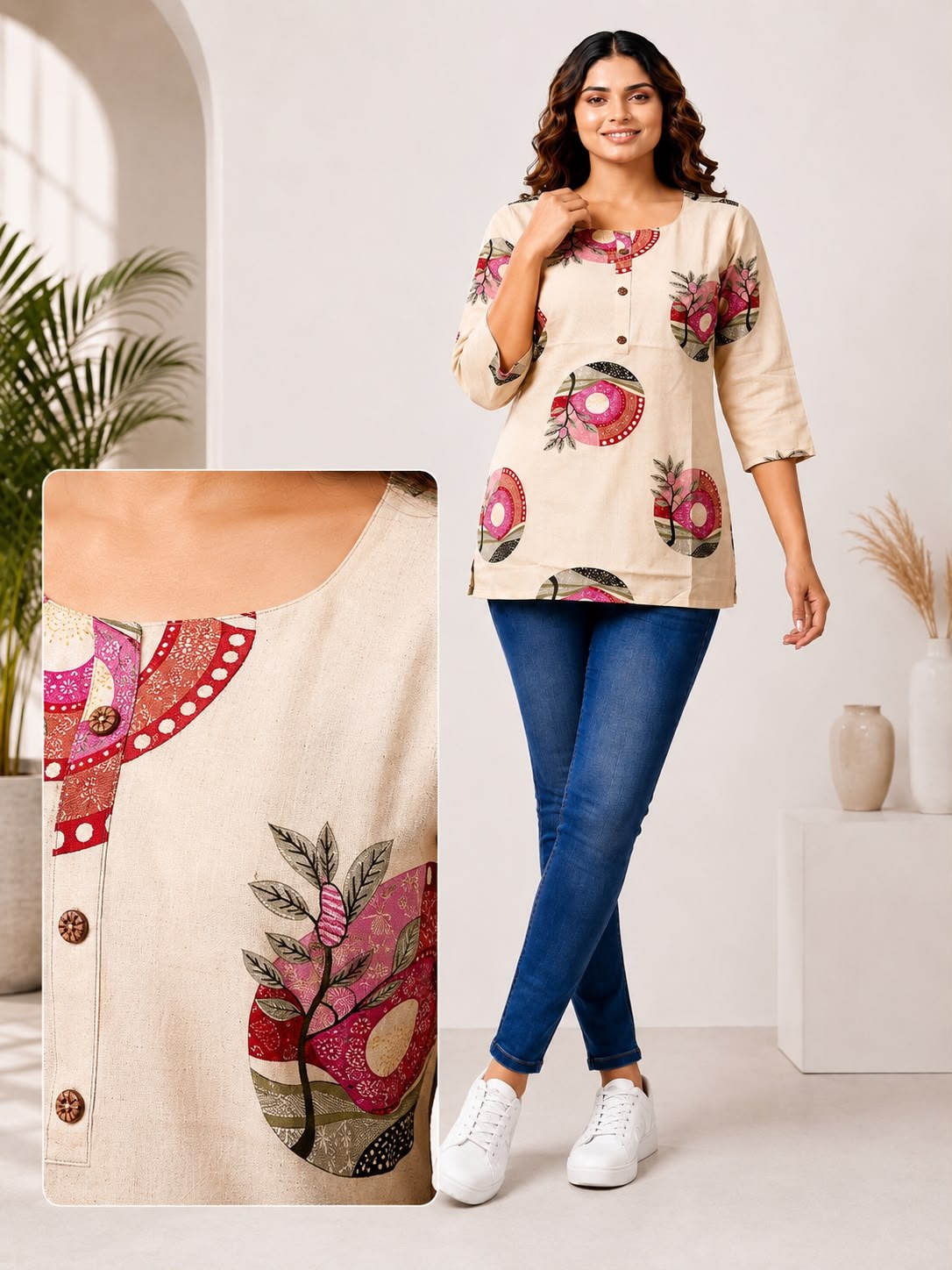 SS6976 Trendy Cotton Flex Short Kurti