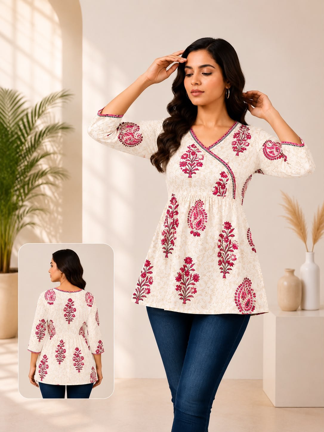 SS6978 Trendy Cotton Short Kurti