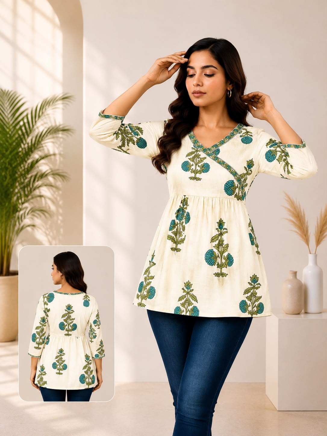 SS6979 Trendy Cotton Short Kurti