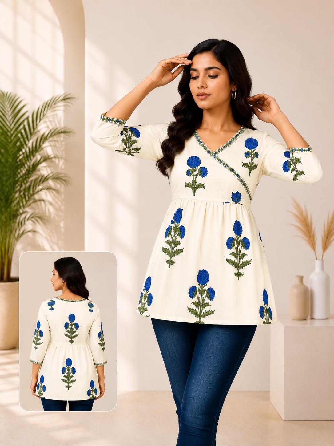 SS6980 Trendy Cotton Short Kurti
