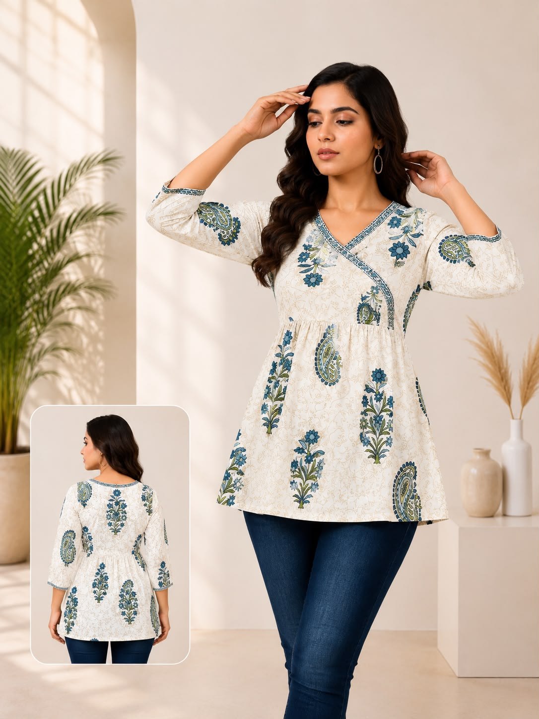 SS6981 Trendy Cotton Short Kurti