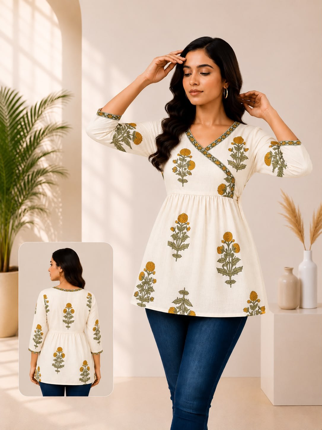 SS6983 Trendy Cotton Short Kurti
