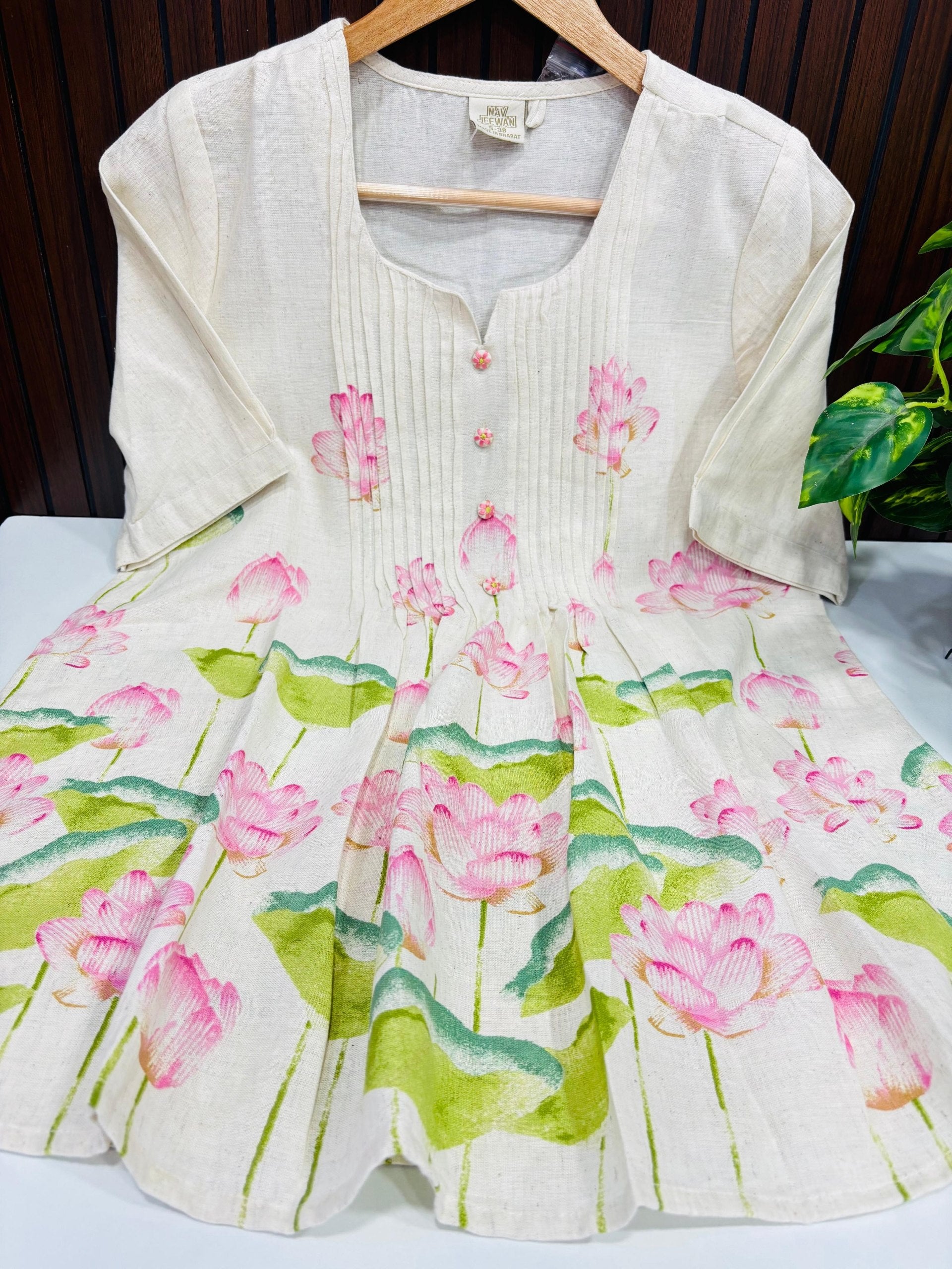 SS6973 Trendy Khadi Cotton Short Kurti yellow