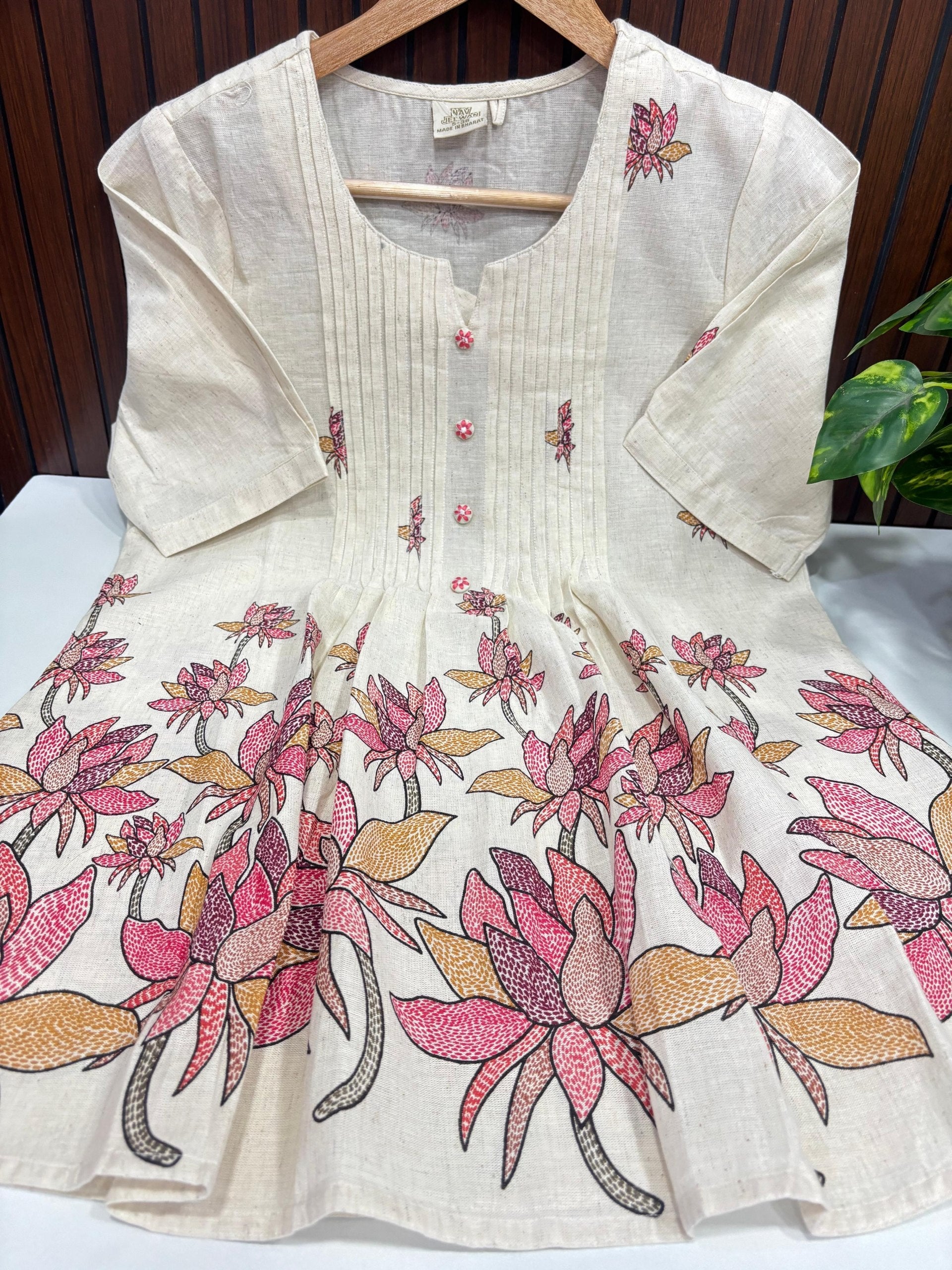 SS6974 Trendy Khadi Cotton Short Kurti yellow