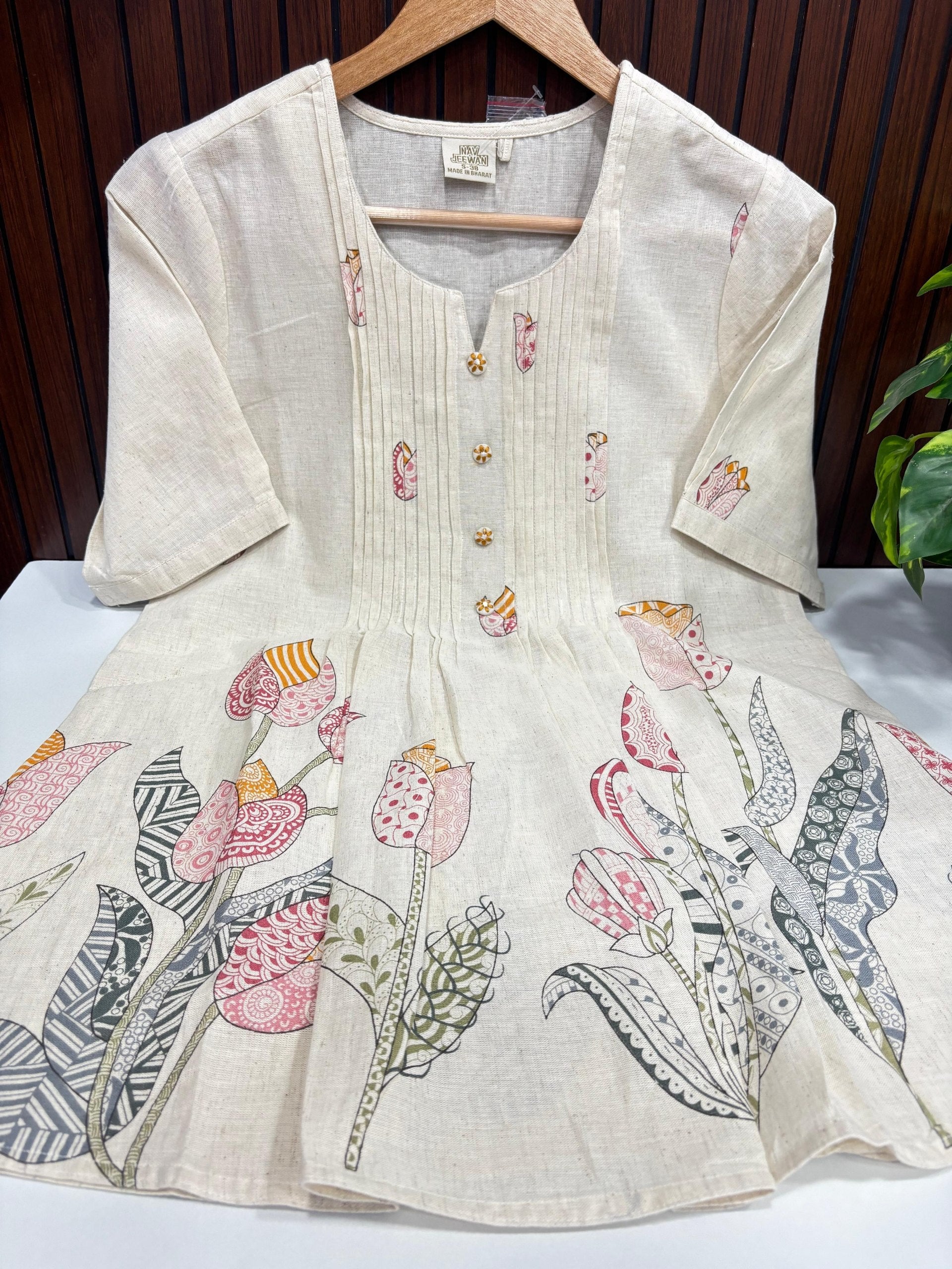 SS6975 Trendy Khadi Cotton Short Kurti