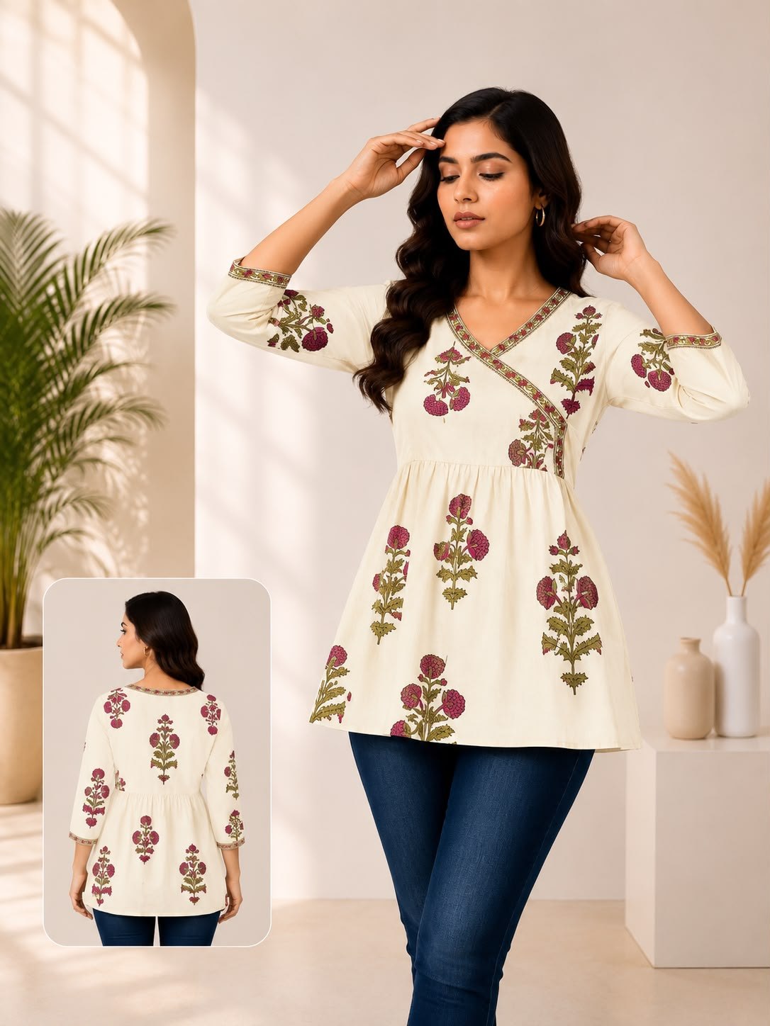 SS6985 Trendy Cotton Short Kurti