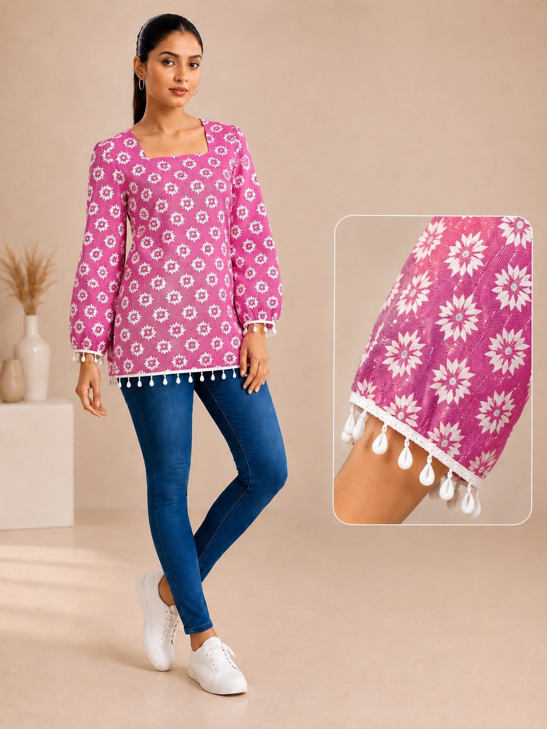 SS6988 Trendy Ethnic Cotton Short Kurti