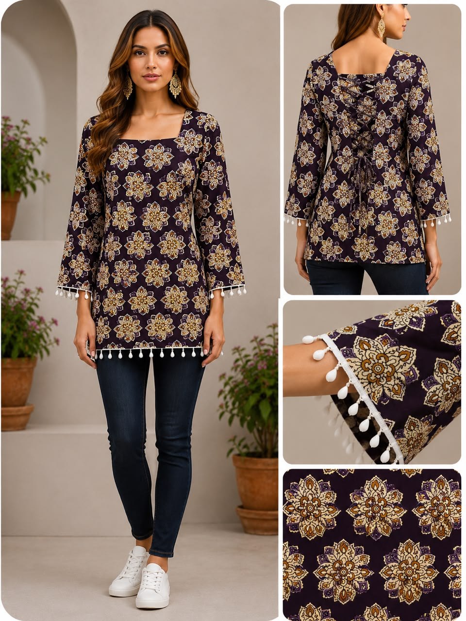 SS6994 Trendy Ethnic Cotton Short Kurti