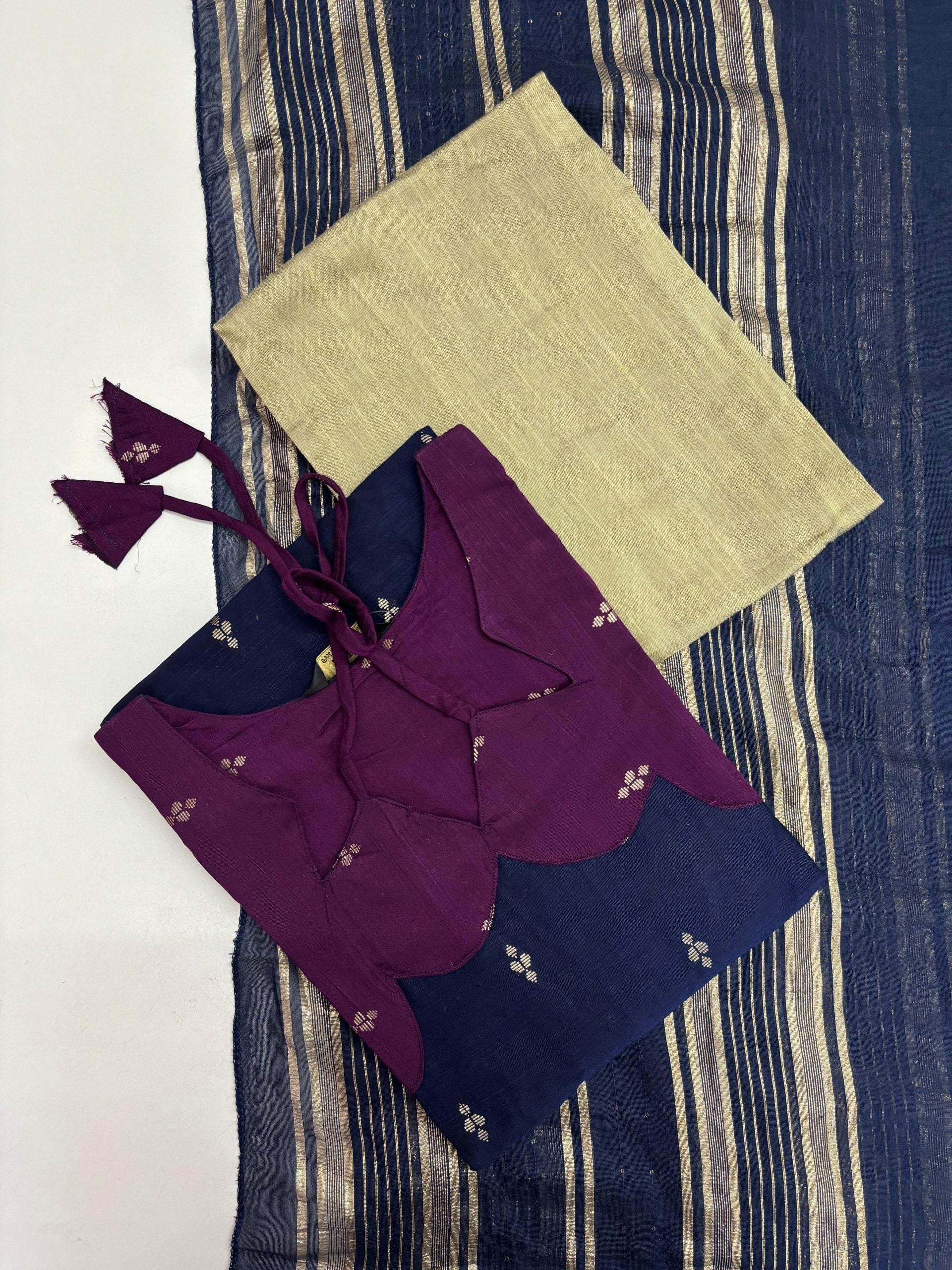 Raw Silk Kurti With Pant & Dupatta Set