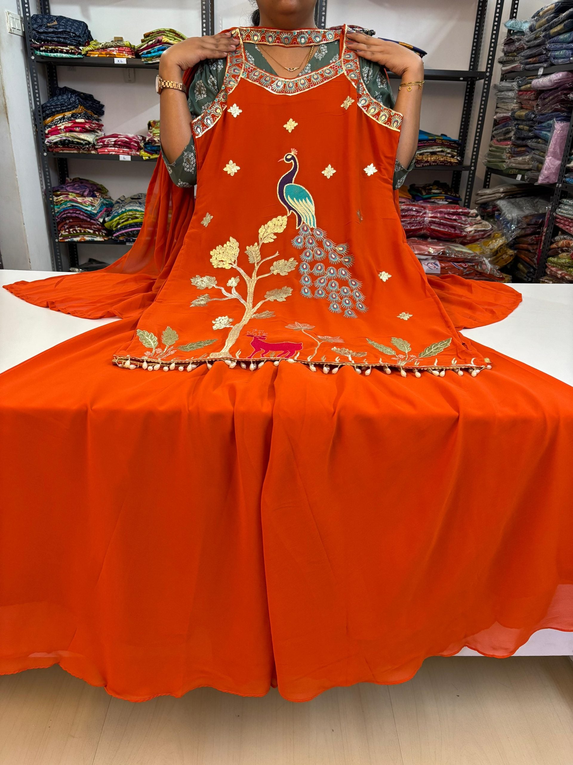 Georgette Floral Spaghetti Style Sharara Suit