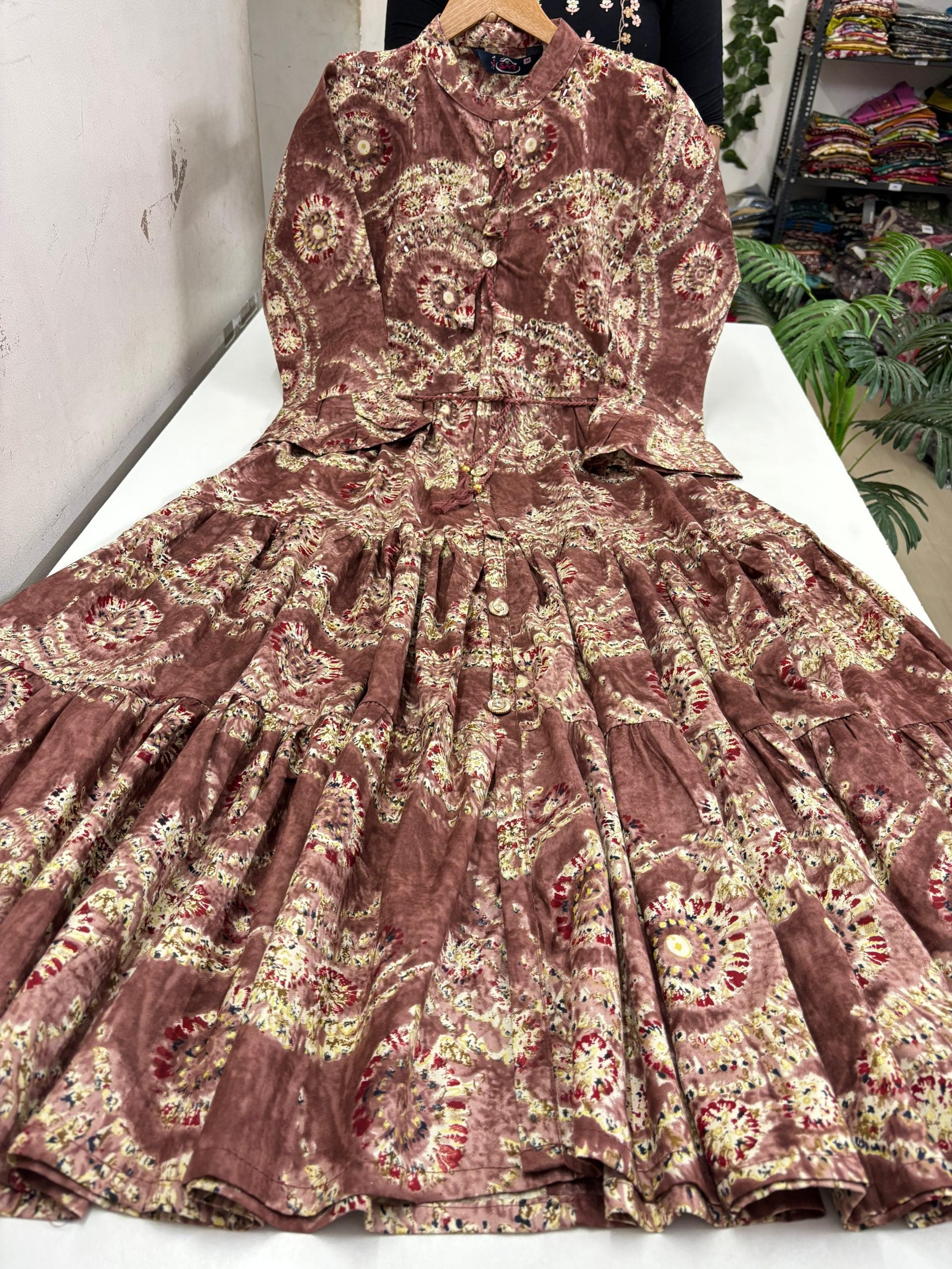 Kalamkari Style 3 tier Maxi