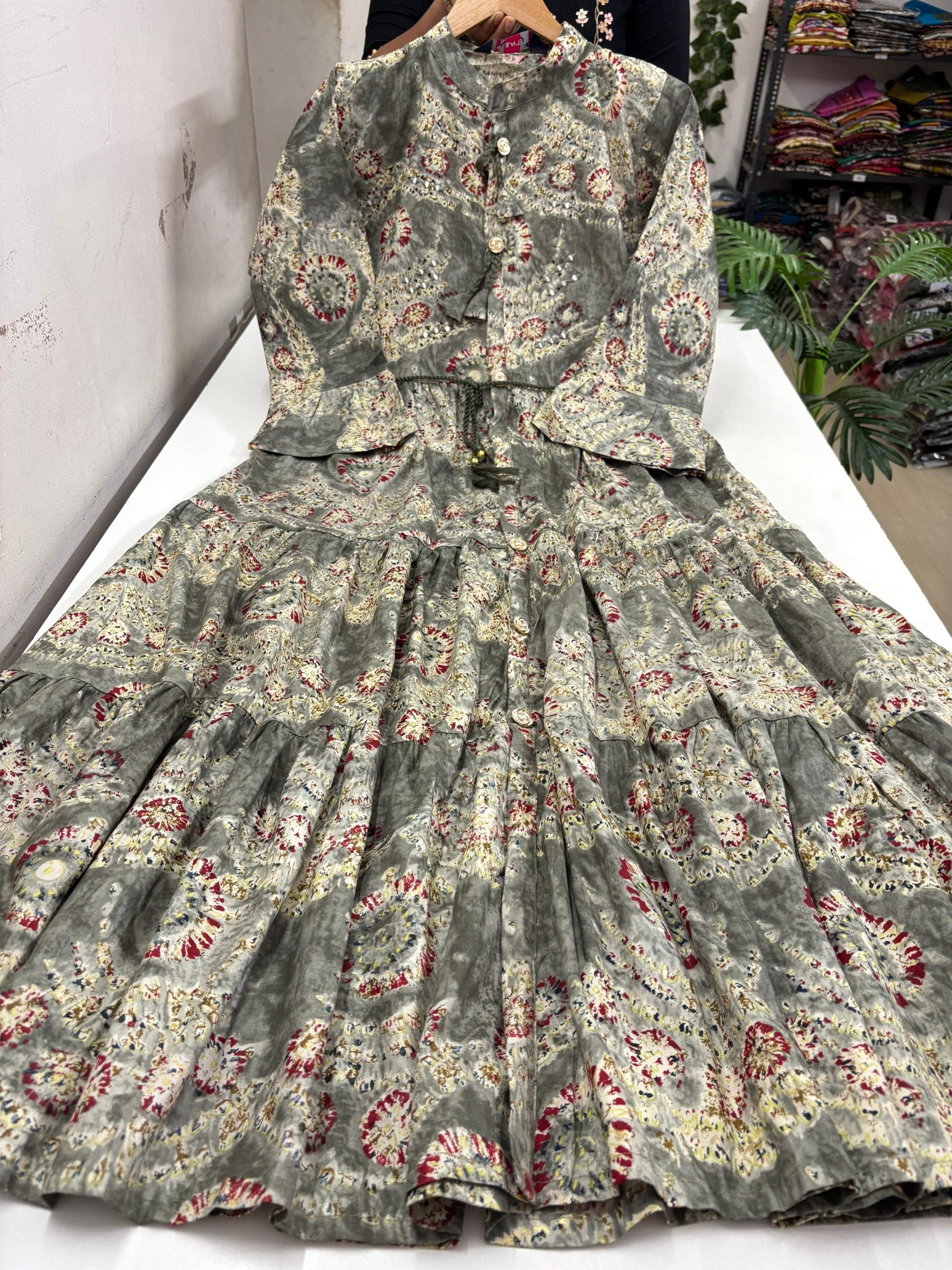 Kalamkari Style 3 tier Maxi