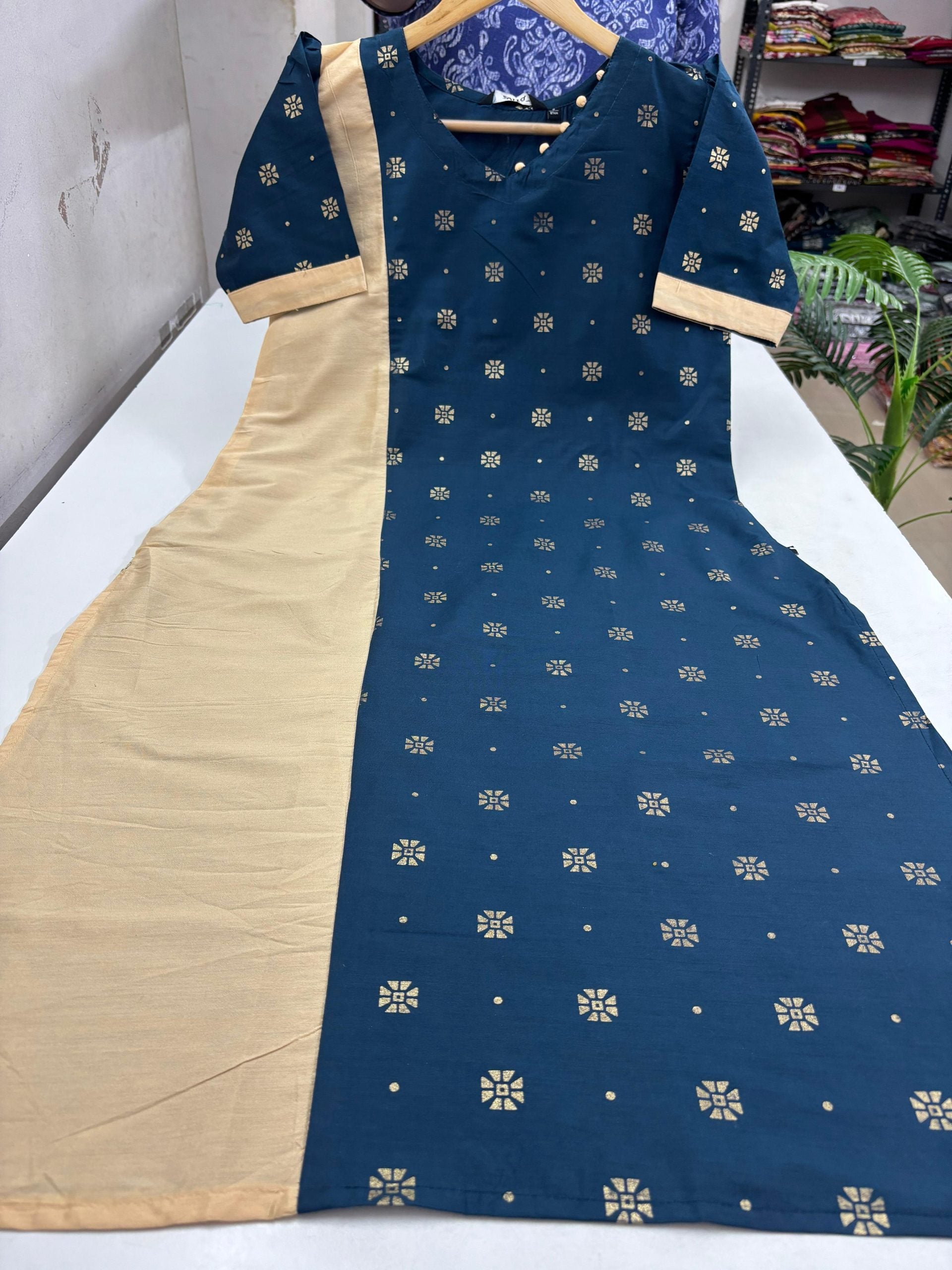 Silk Kurti With Puff Sleeves