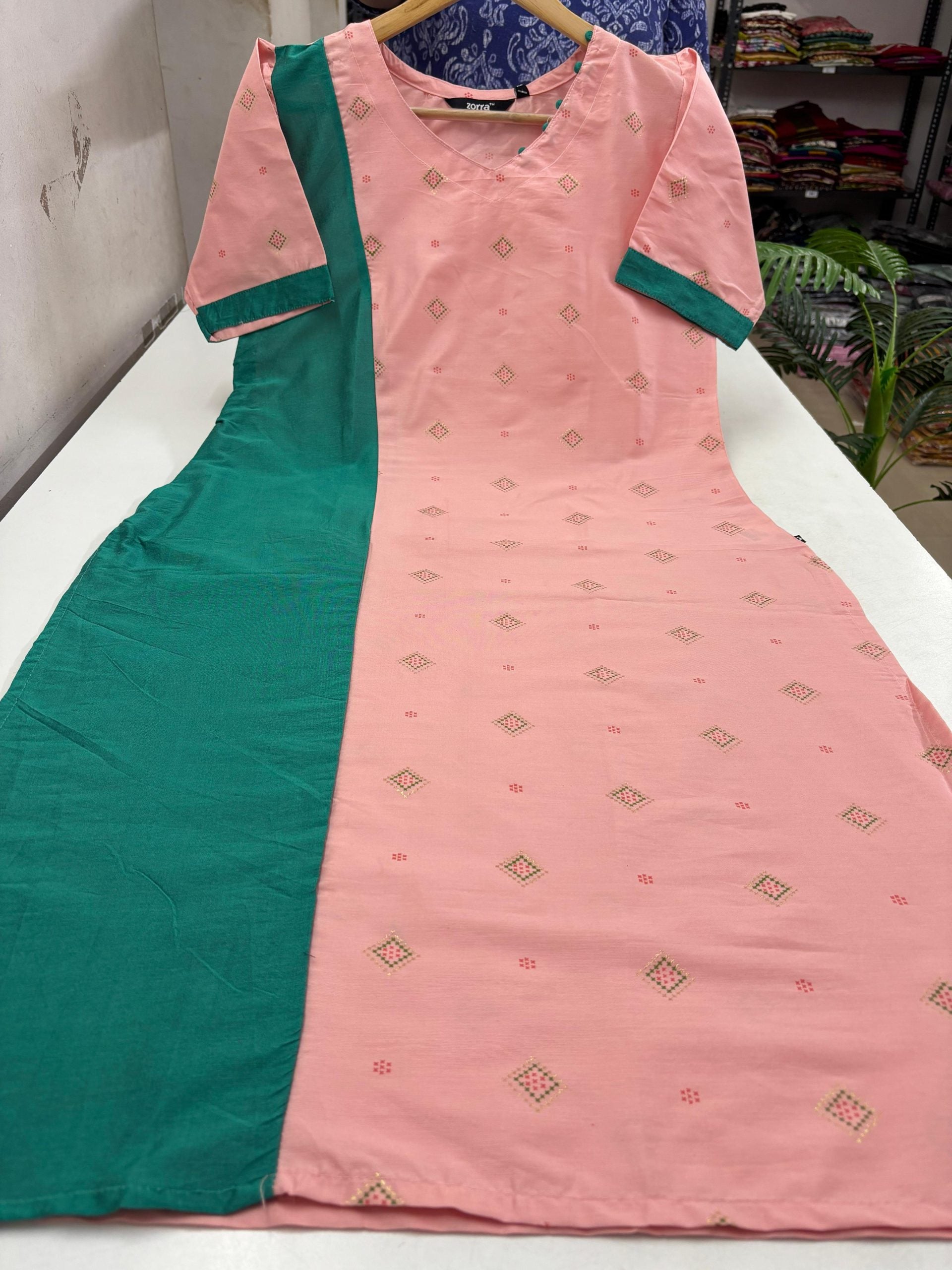 Silk Kurti With Puff Sleeves