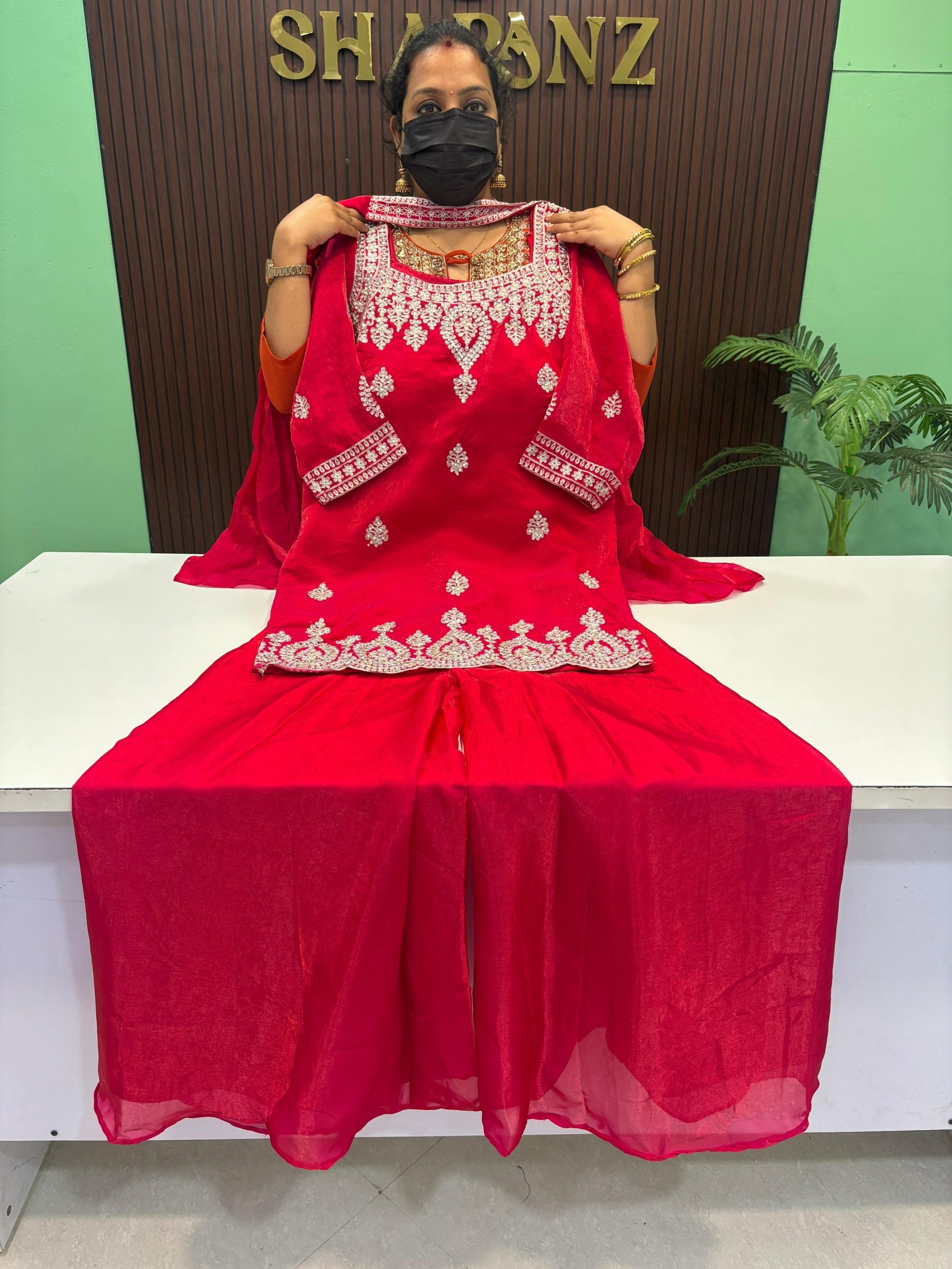 Satin Silk Sharara Suit