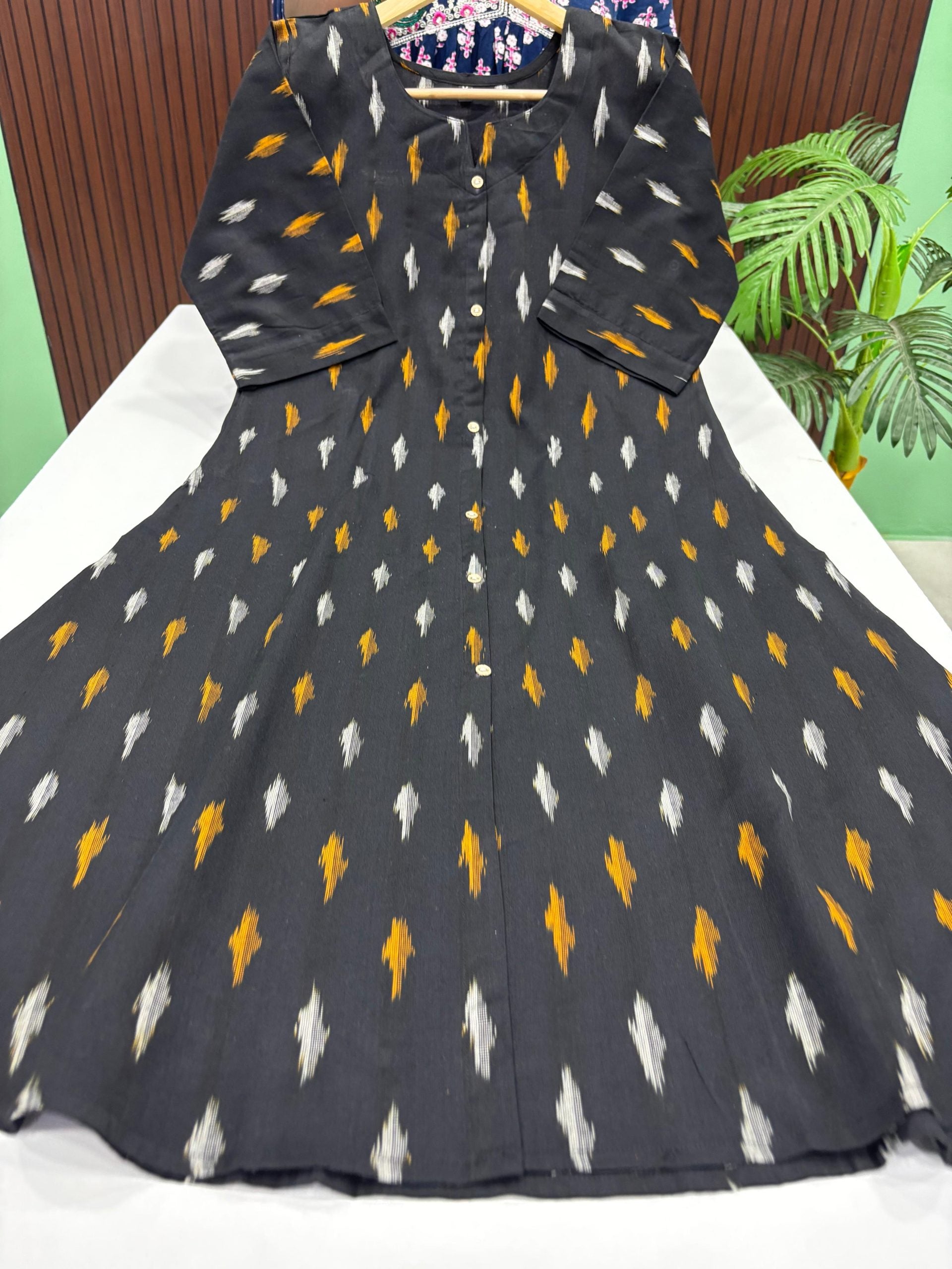 Ikkat Pure Cotton A Line Kurti