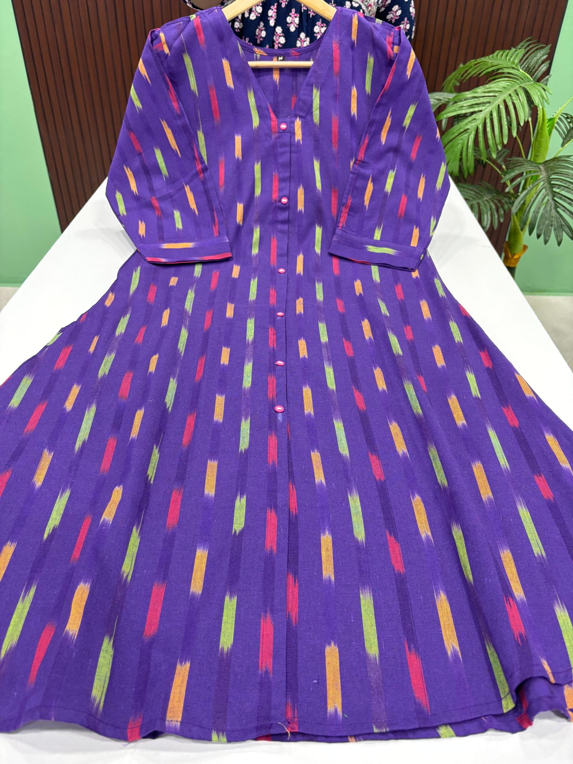 Ikkat Pure Cotton A Line Kurti