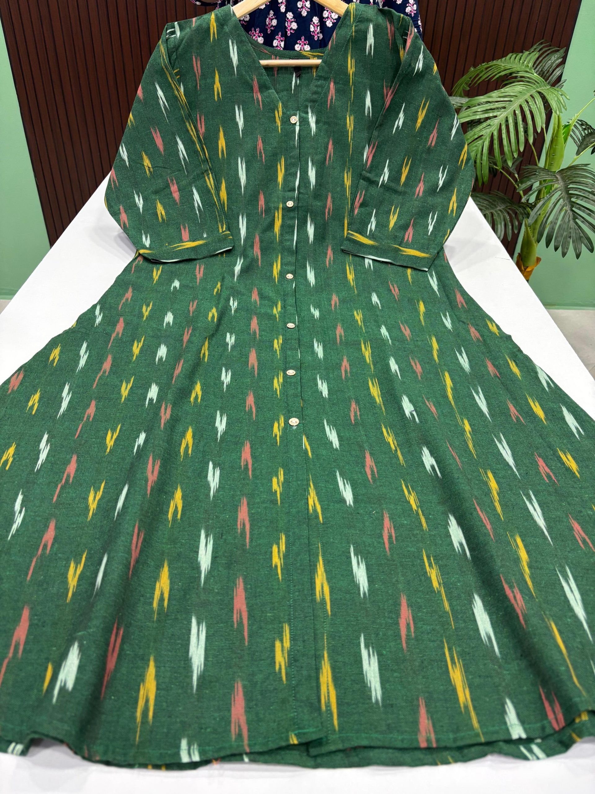 Ikkat Pure Cotton A Line Kurti