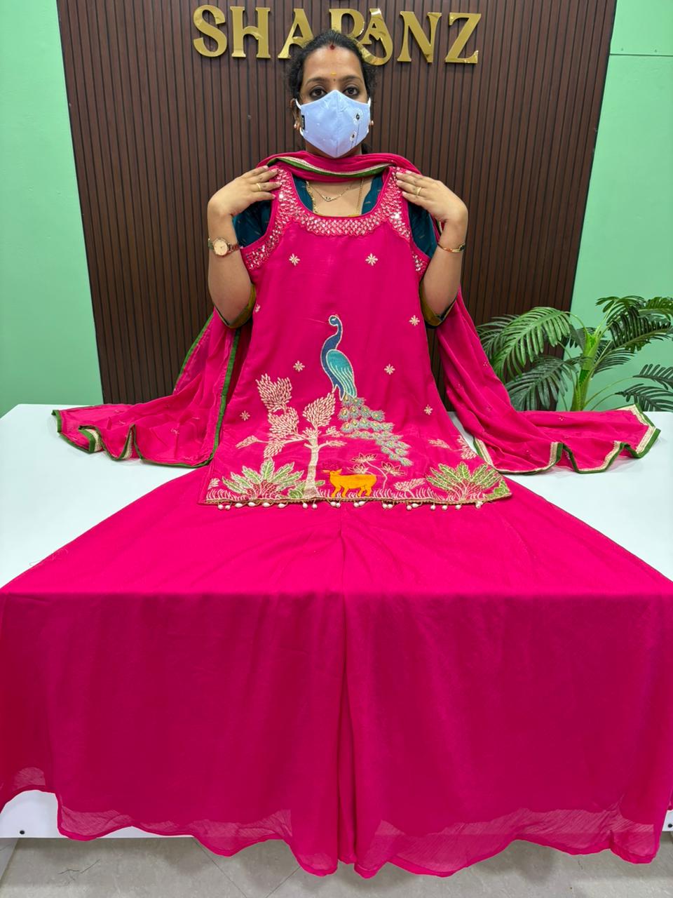 Premium Crushed Chiffon Sharara Suit