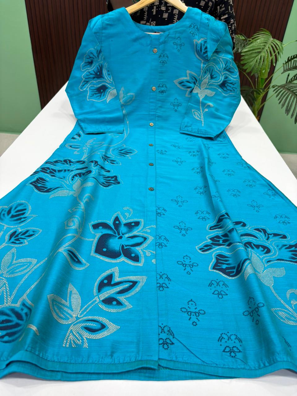Semi Raw Silk A Line Kurti