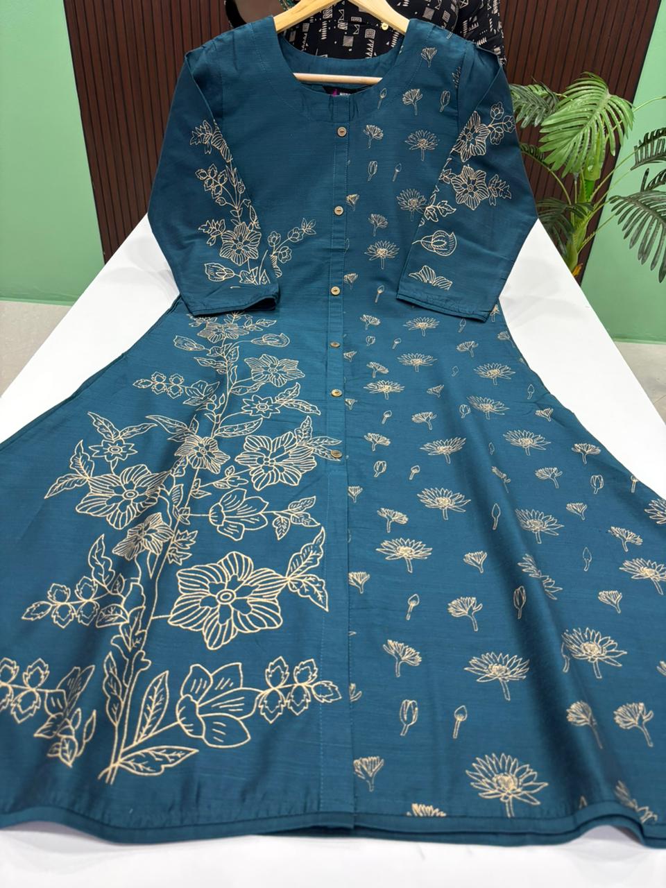 Semi Raw Silk A Line Kurti