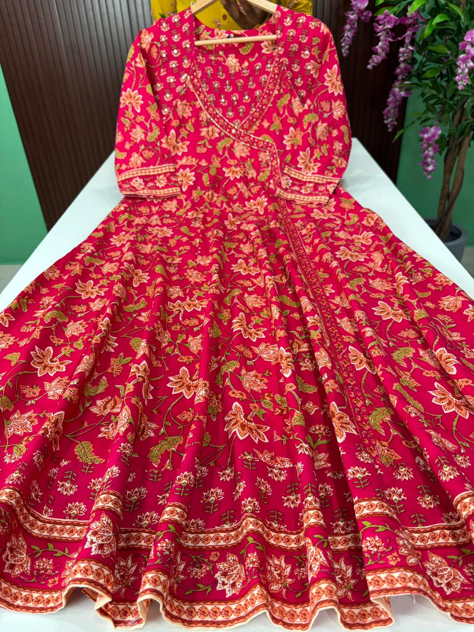 SS6772 Full Length Flared Angrakha Style Anarkali