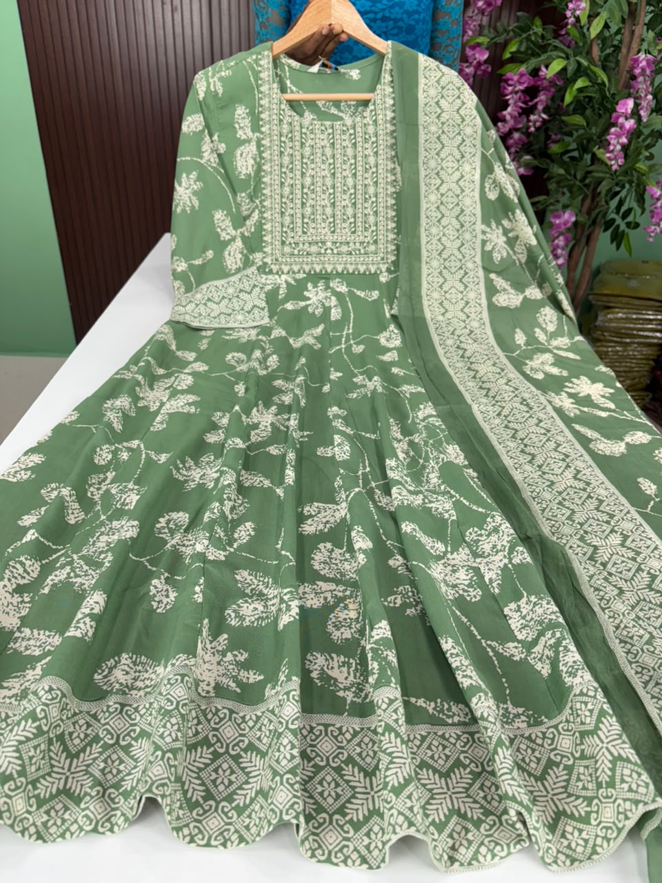 SS6805 Full Length Flared Anarkali with Dupatta Set