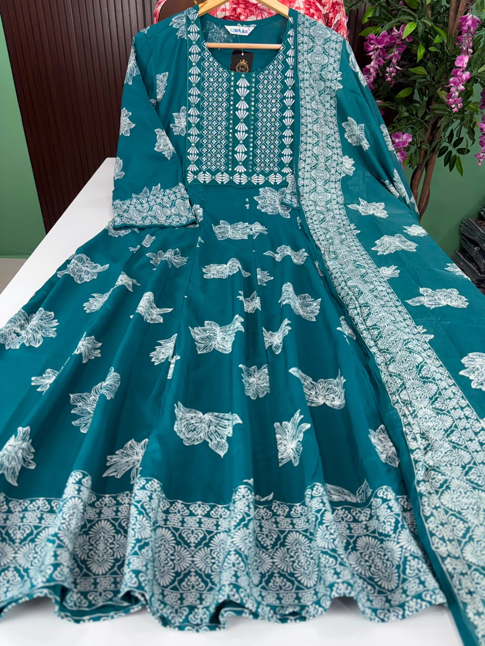 SS7006 Full Length Flared Anarkali with Dupatta Set