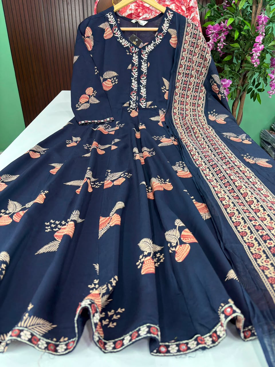 SS7007 Full Length Flared Anarkali with Dupatta Set