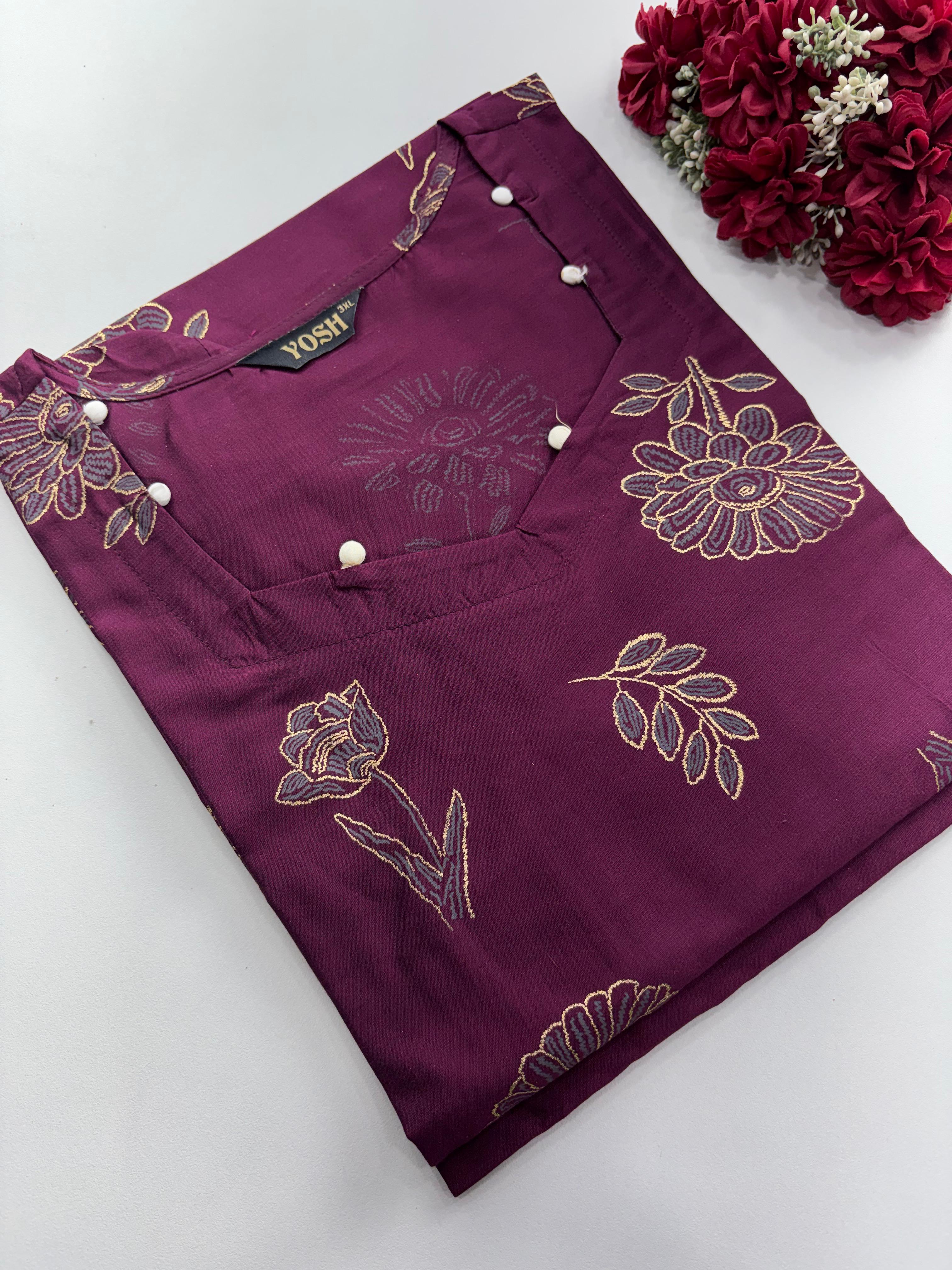 SS7018 Silk Printed Side Open Kurti