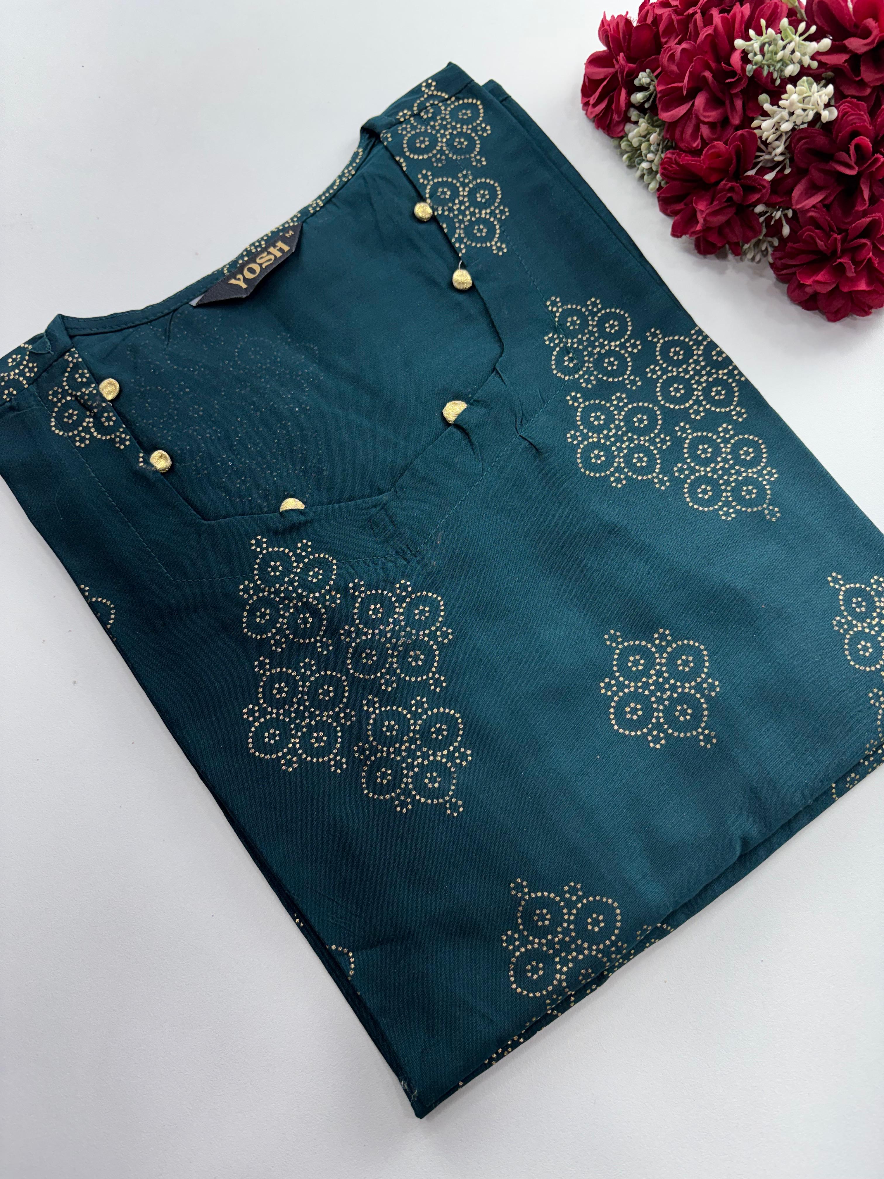 SS7017 Silk Printed Side Open Kurti