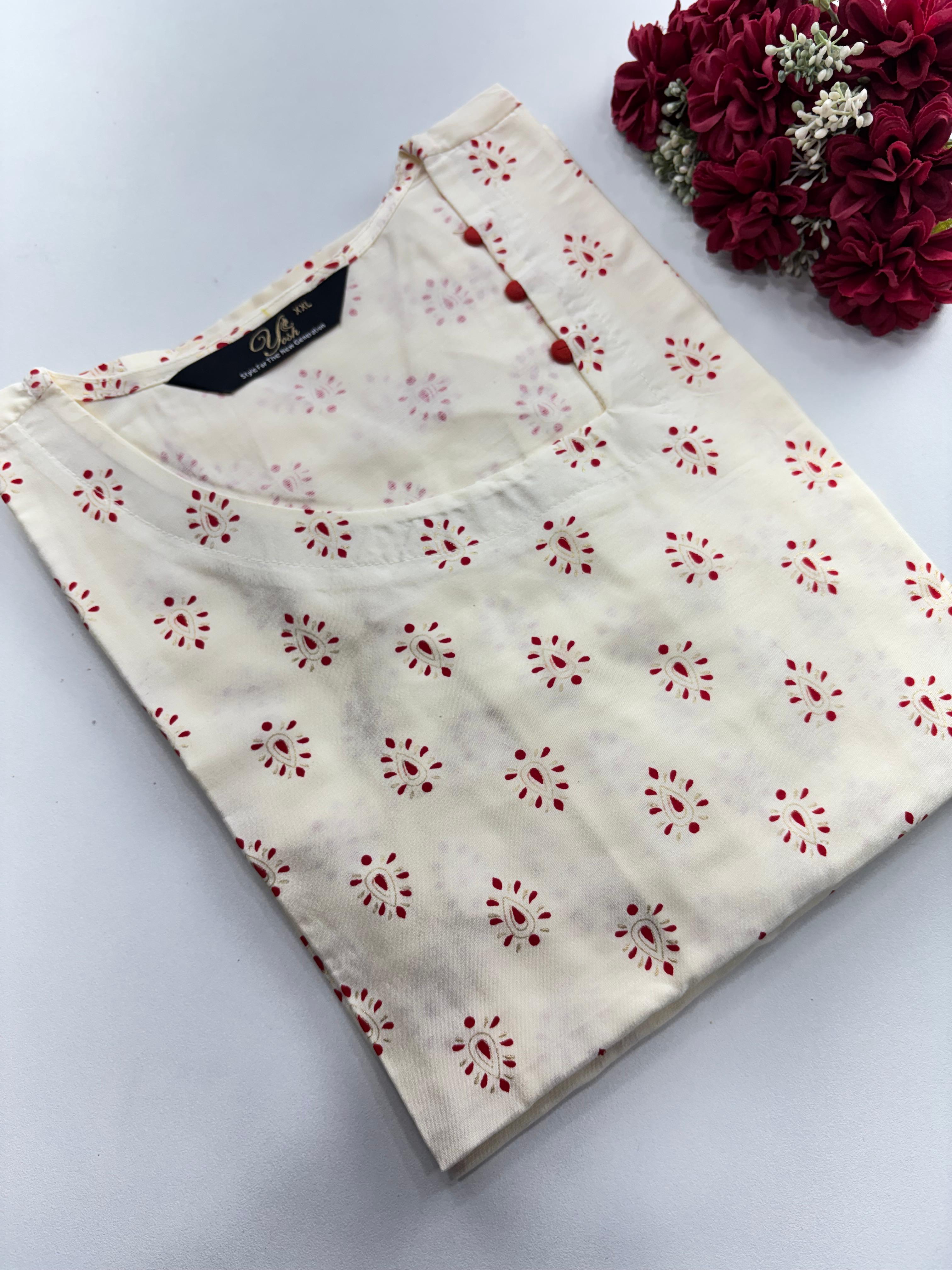 SS7016 Silk Printed Side Open Kurti
