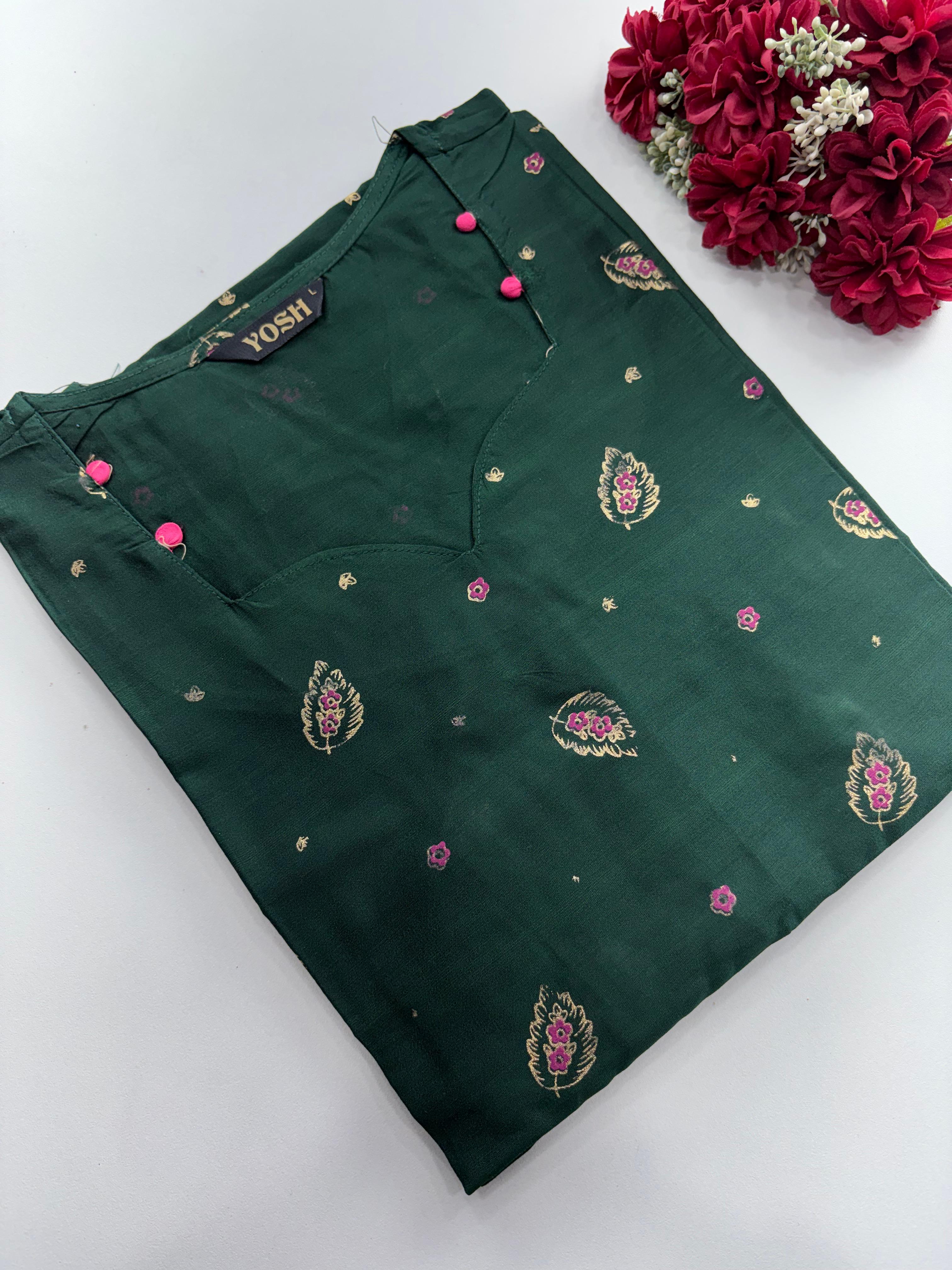 SS7014 Silk Printed Side Open Kurti