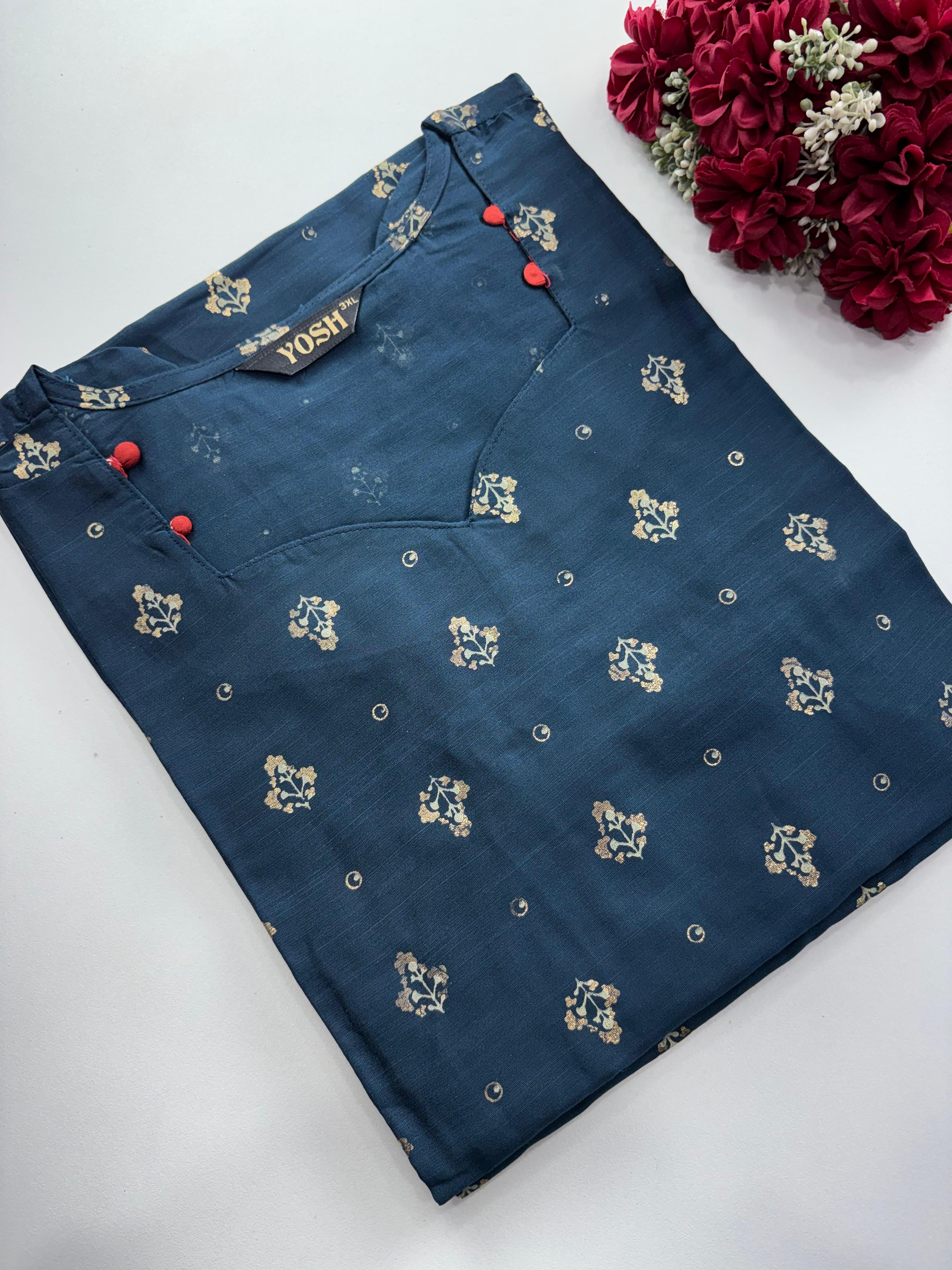 SS7013 Silk Printed Side Open Kurti