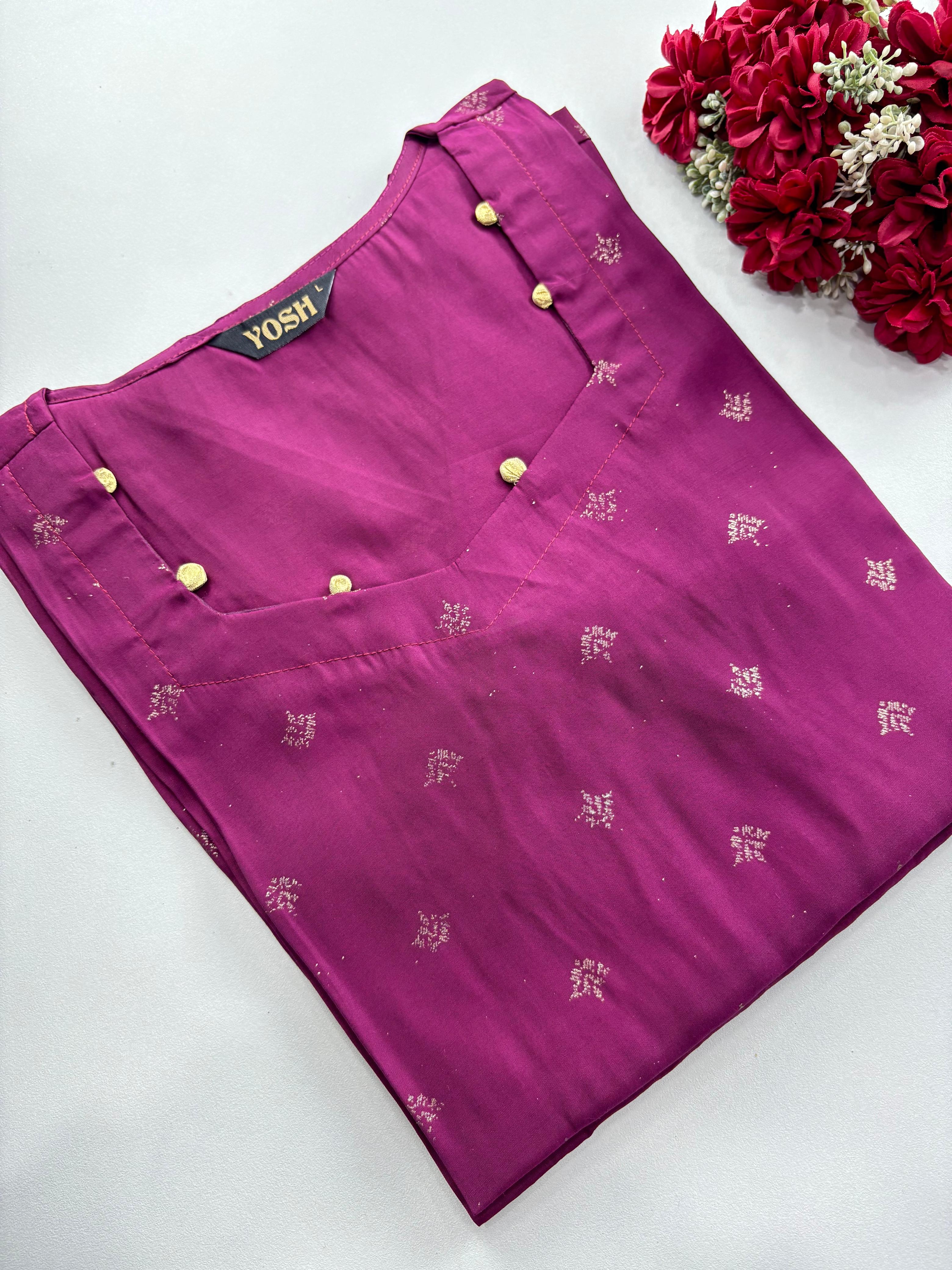 SS7010 Silk Printed Side Open Kurti