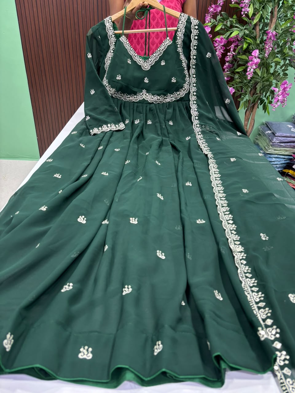 SS7072 Georgette Anarkali With Dupatta Set