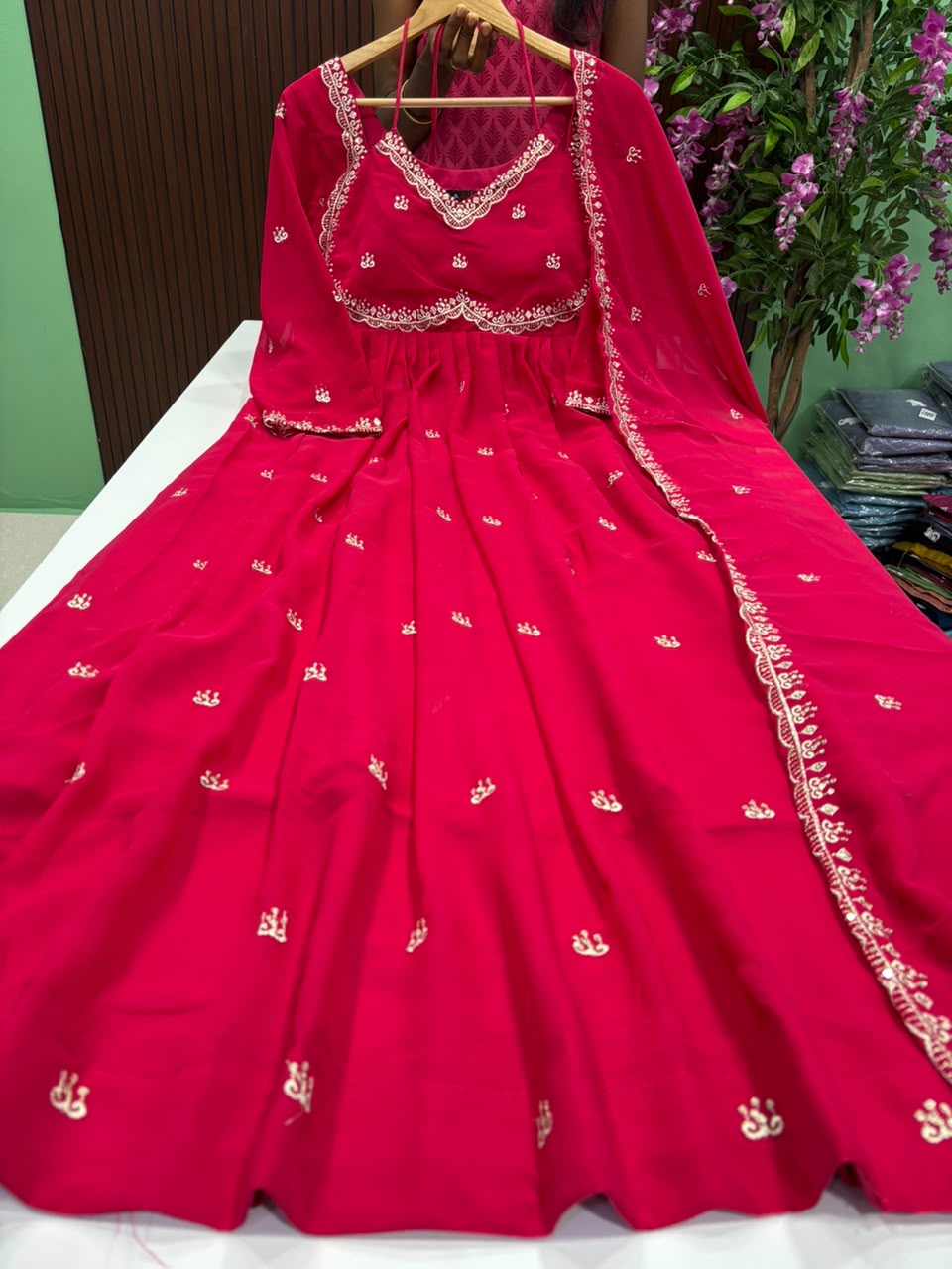 SS7071 Georgette Anarkali With Dupatta Set