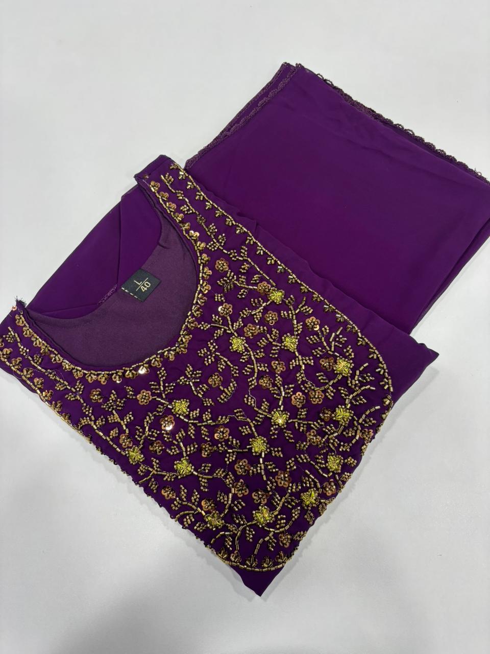SS7058 Georgette Umbrella Kurti With Dupatta Set - Wine