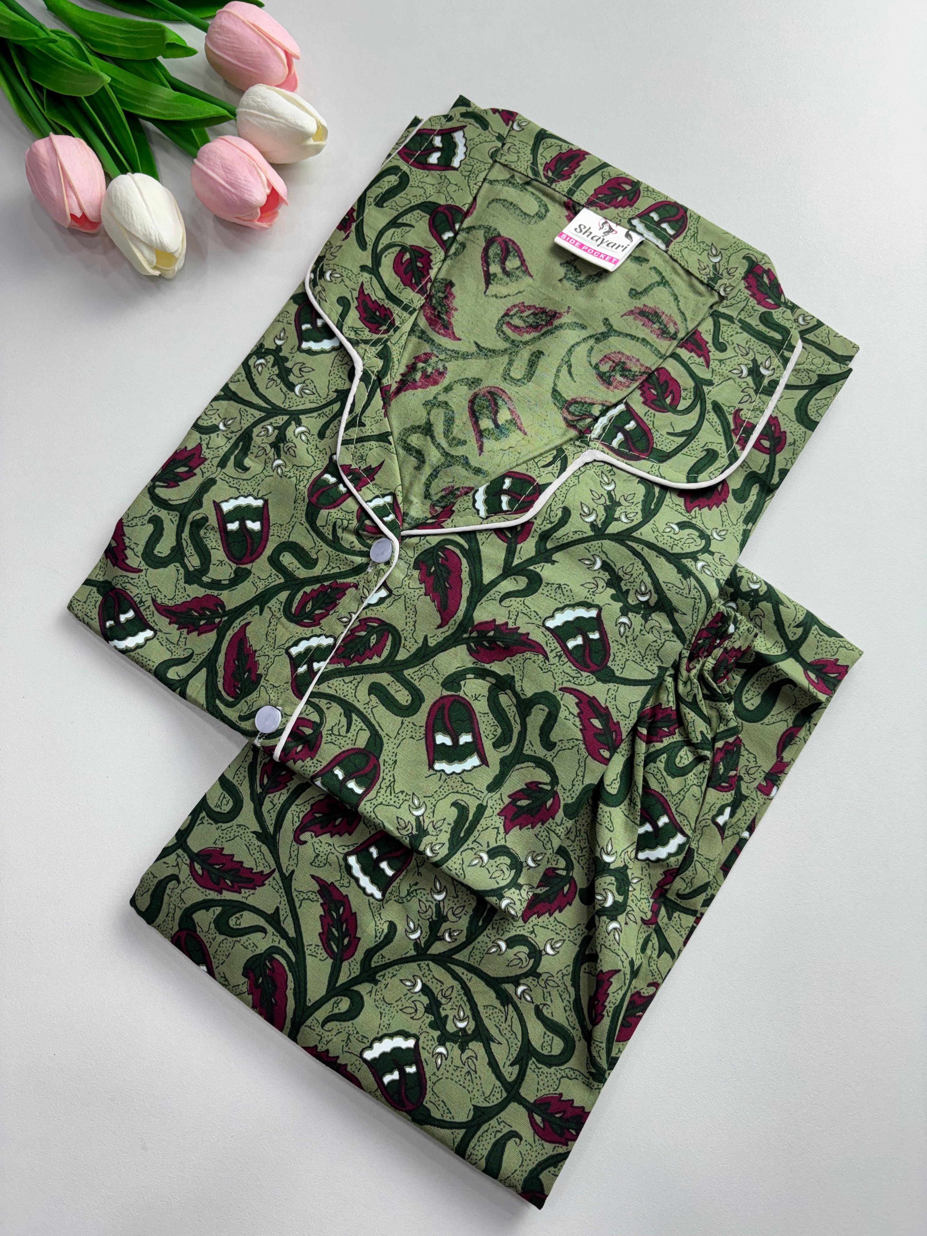SS7080 Women’s Cotton Shirt and Pajama Set