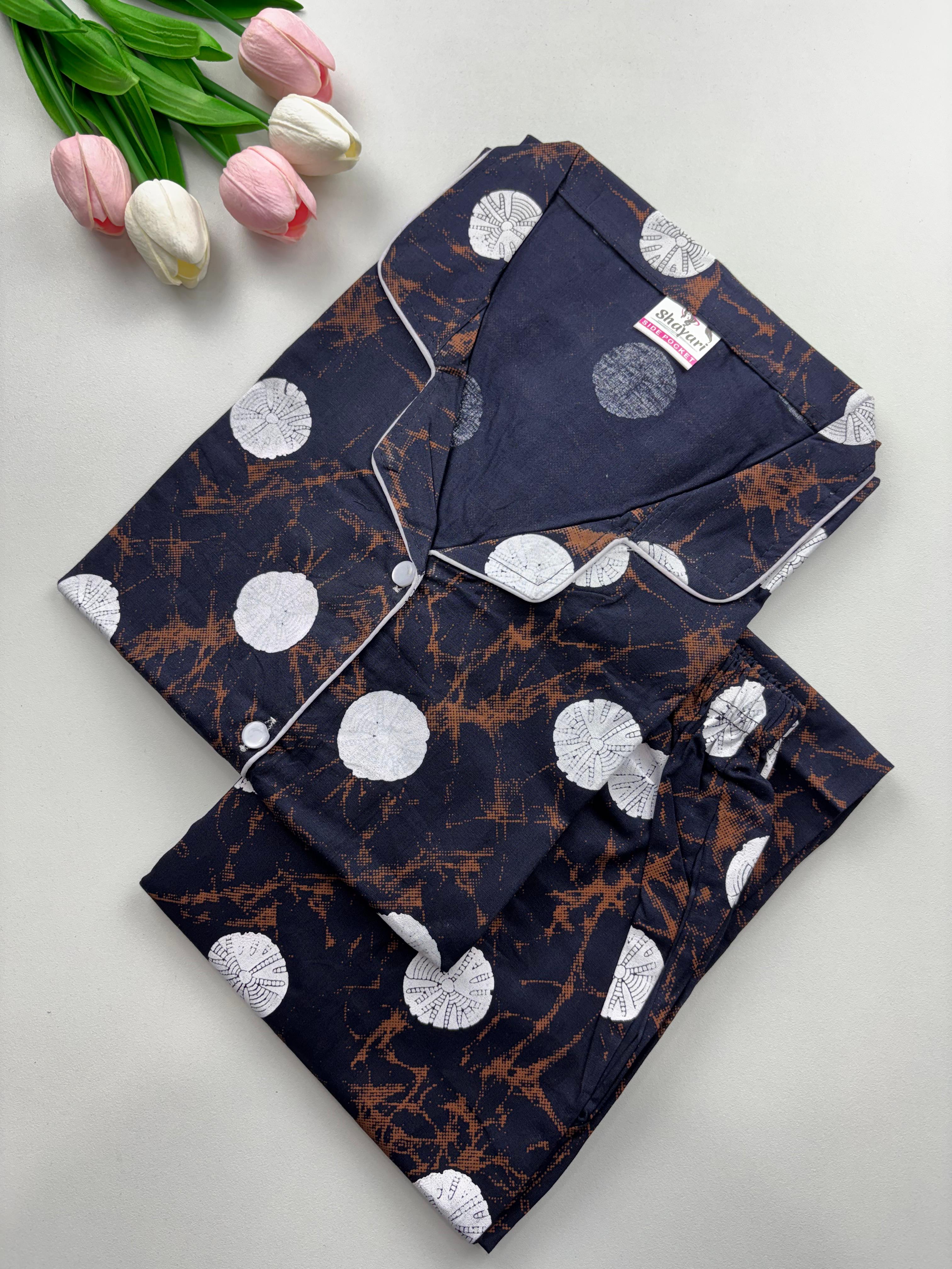 SS7119 Women’s Cotton Shirt and Pajama Set - Blue