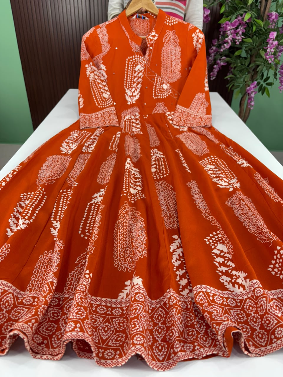 SS7188 Full Length Flared Angrakha Style Anarkali