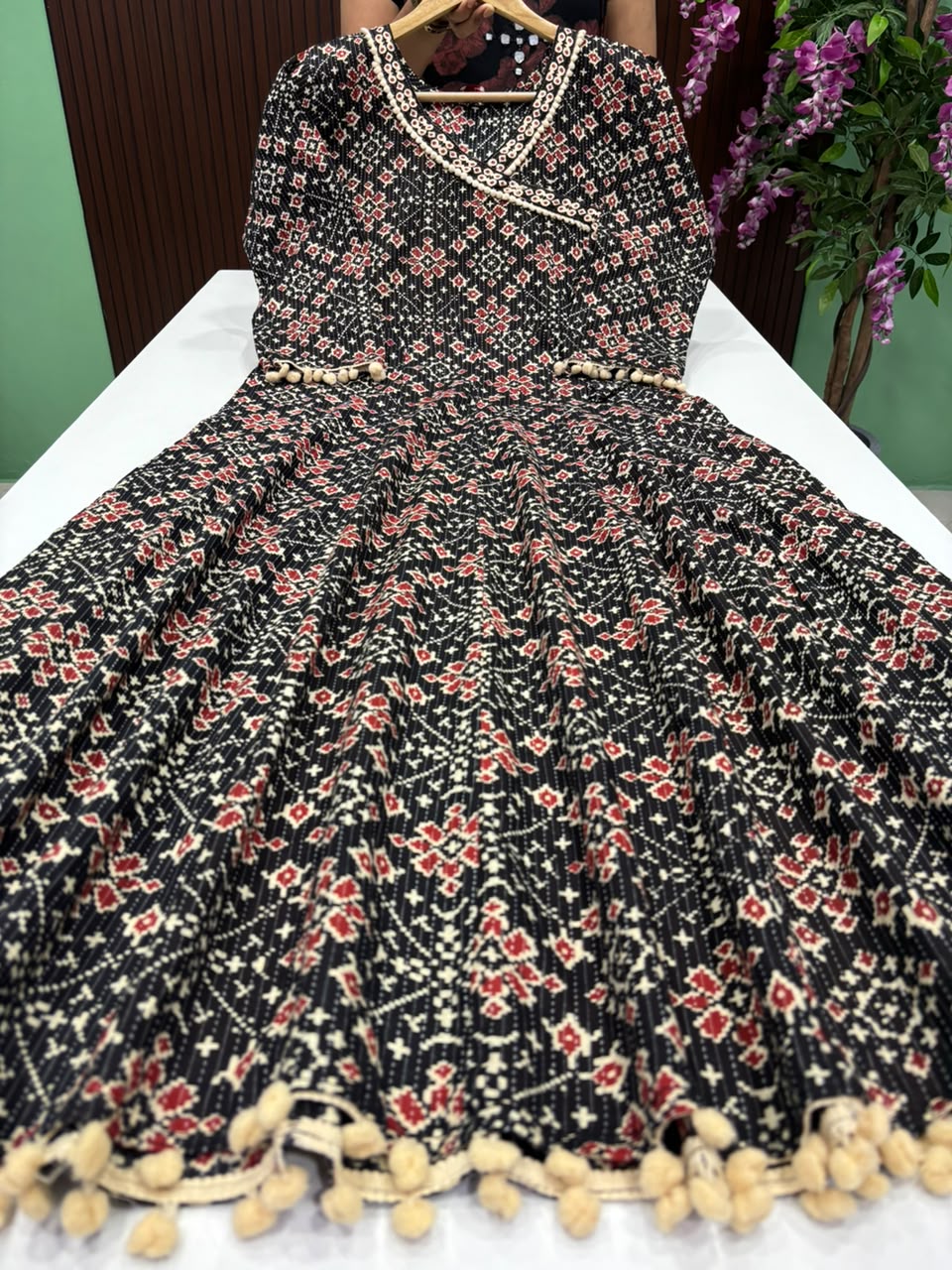 SS7199 Full Length Kantha Cotton Angrakha style Maxi