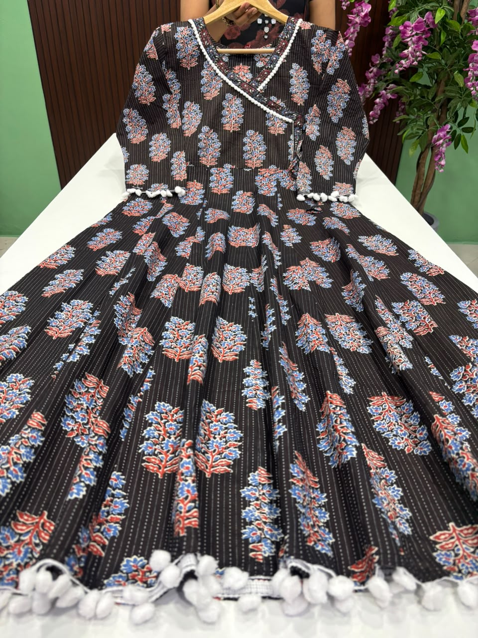 SS7201 Full Length Kantha Cotton Angrakha style Maxi