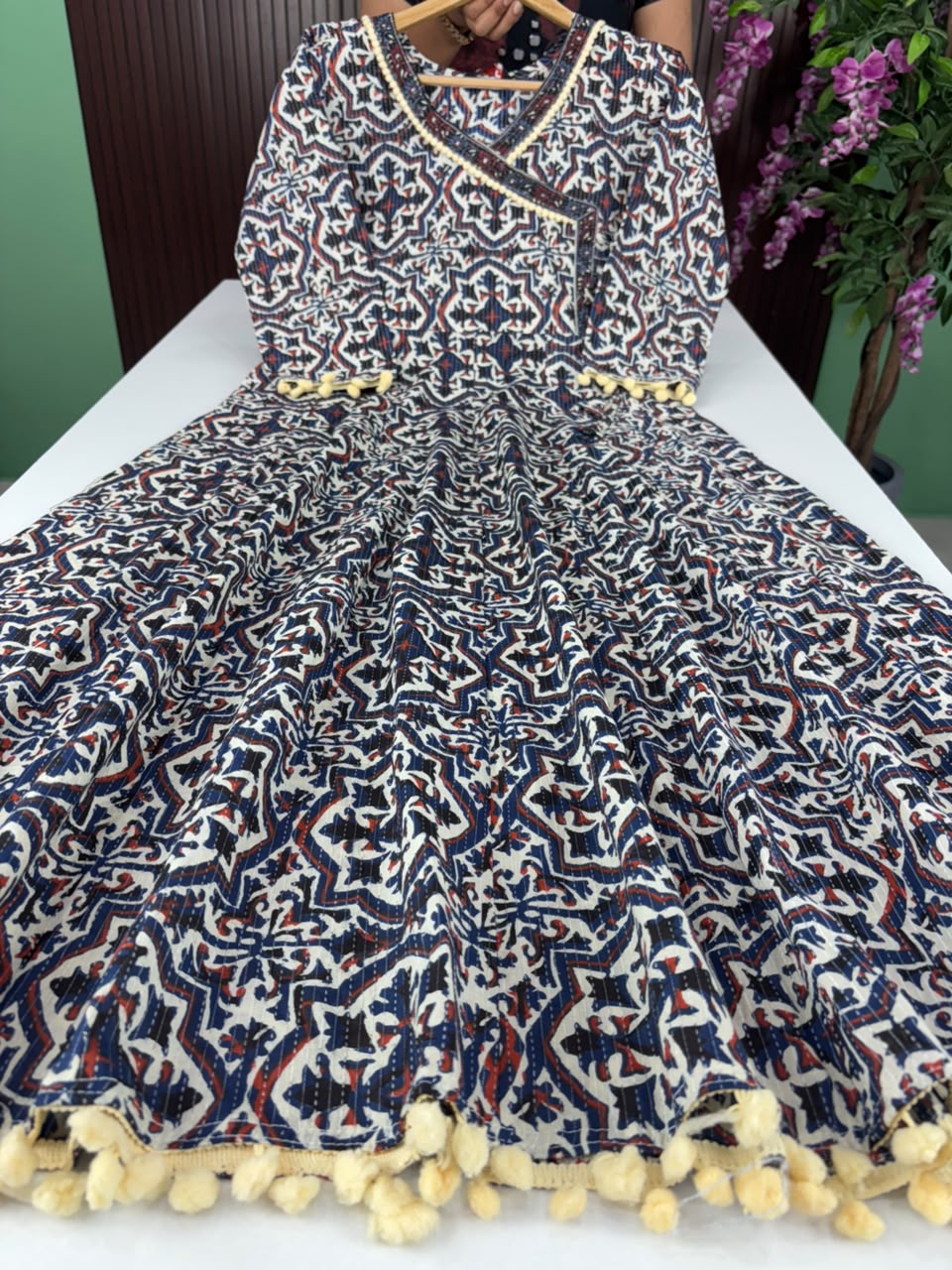 SS7200 Full Length Kantha Cotton Angrakha style Maxi